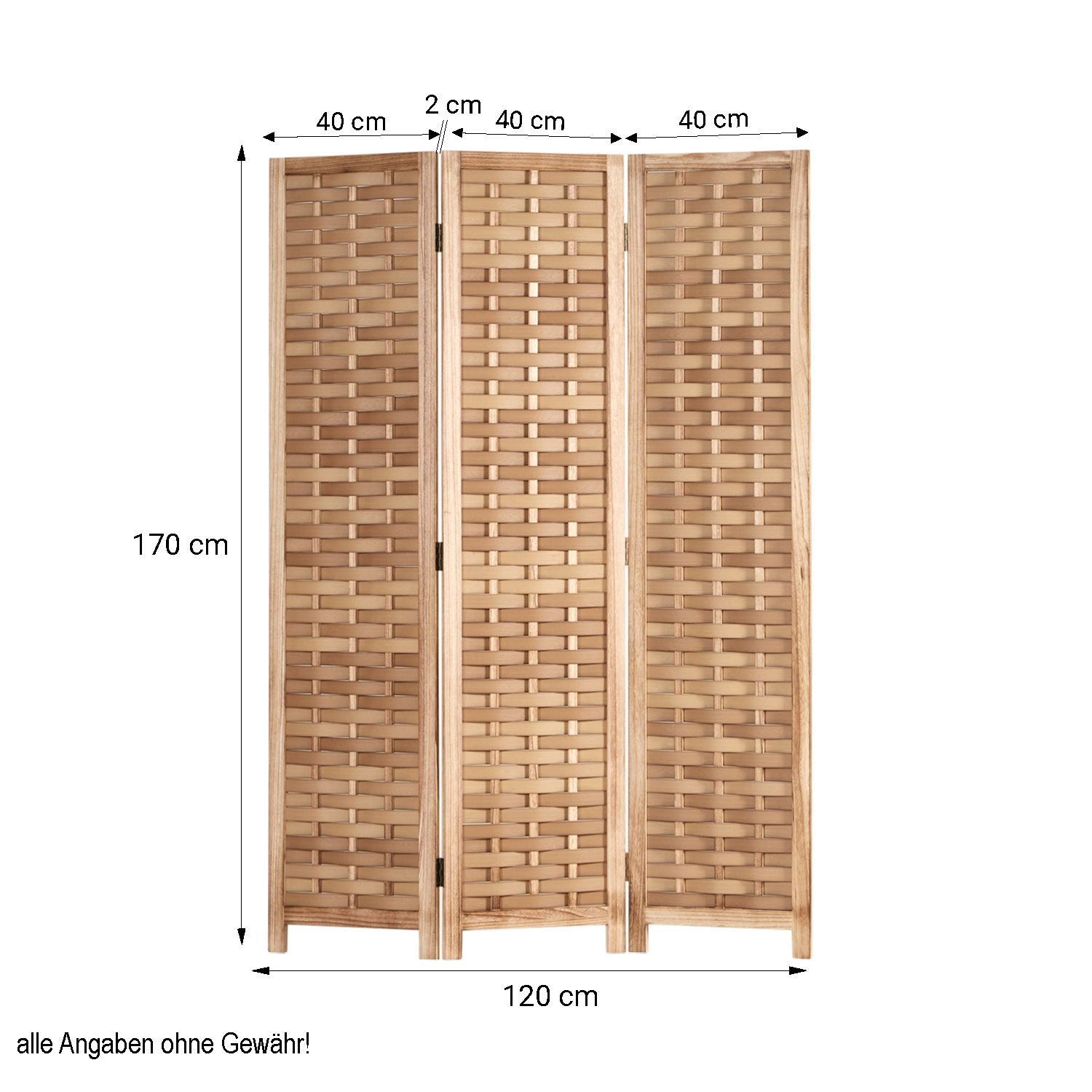 Room Divider 3 Piece White Natural Brown Wood Partition Screen Separation Rattan Vintage