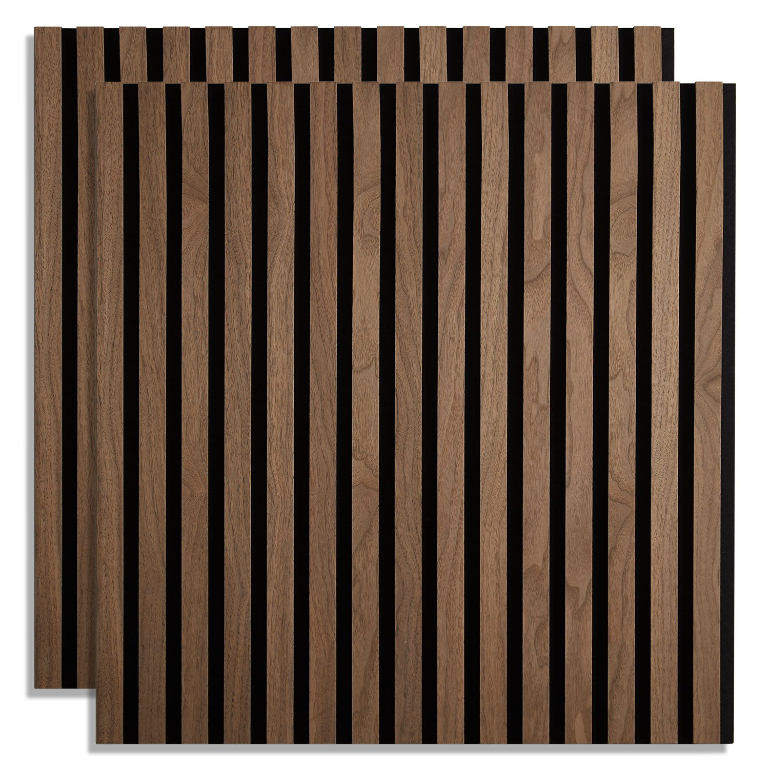 Acoustic Panels Wall Panels 60 x 60 cm Brown Walnut | Wood | 2-piece Set | 3D Strips