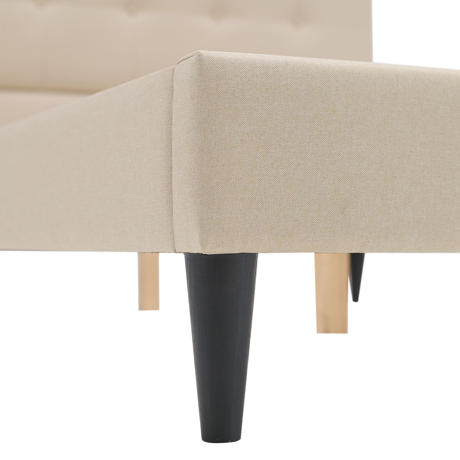 Upholstered bed 140x200 cm beige | with slatted frame | double fabric bed frame