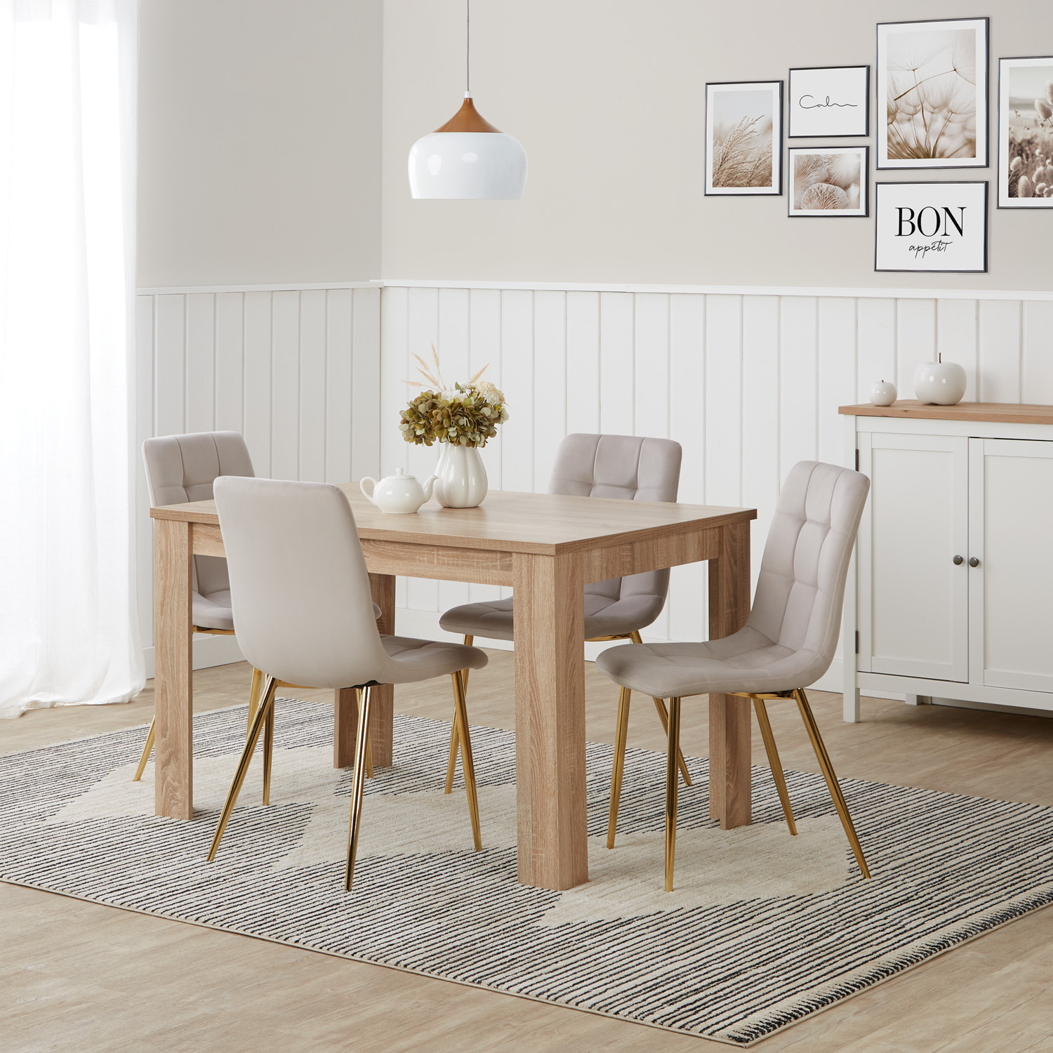 Light Gray Velvet Upholstered Chair with Gold Legs – Elegant Velvet Dining Chair Without Armrests