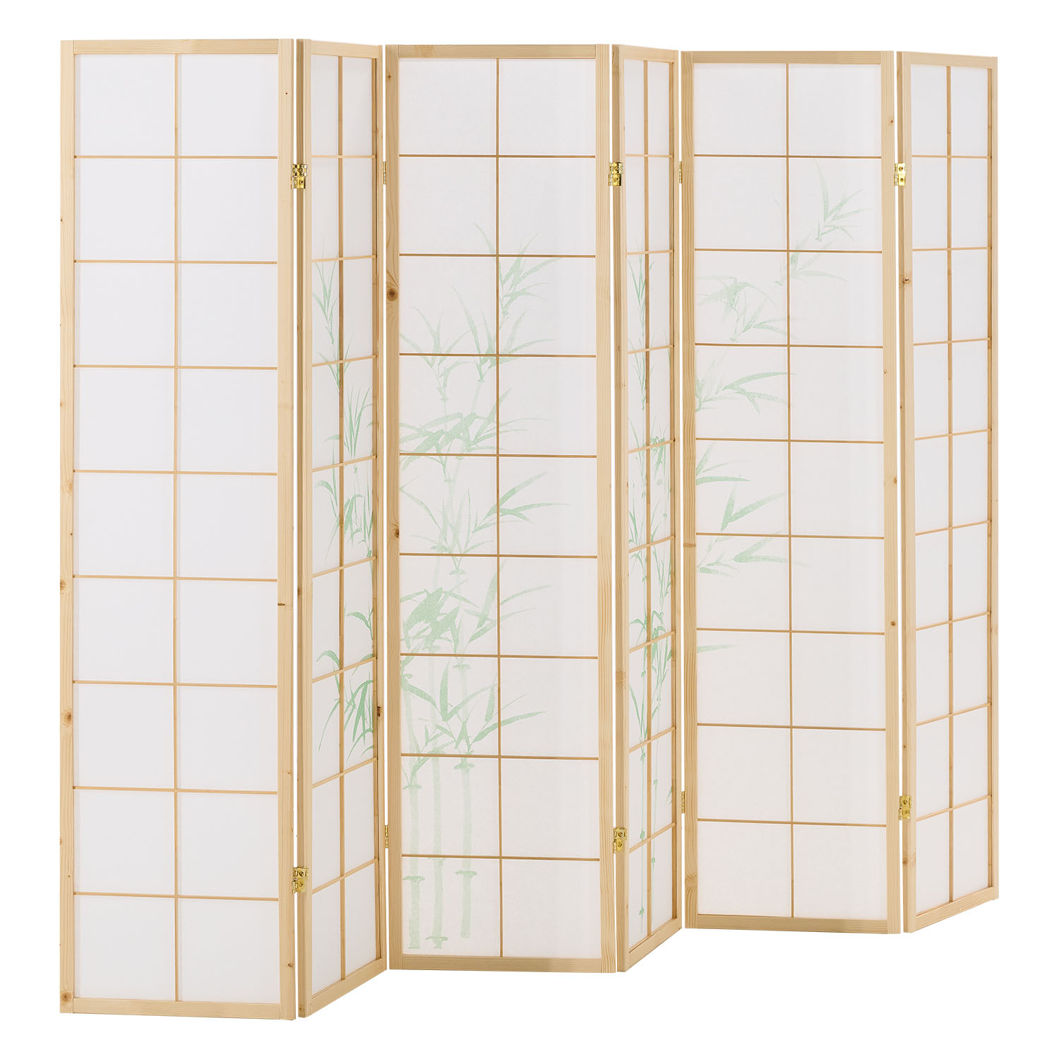Paravent Natural Bamboo | 6-panel | Wood | Shoji Room Divider | Partition Privacy Screen