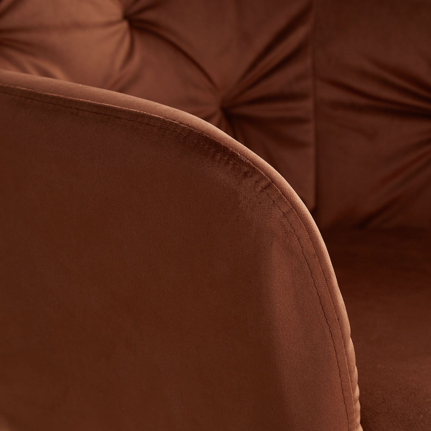 Upholstered Chair Velvet Brown | Set of 4 | with Armrests | Kitchen Dining Room Office