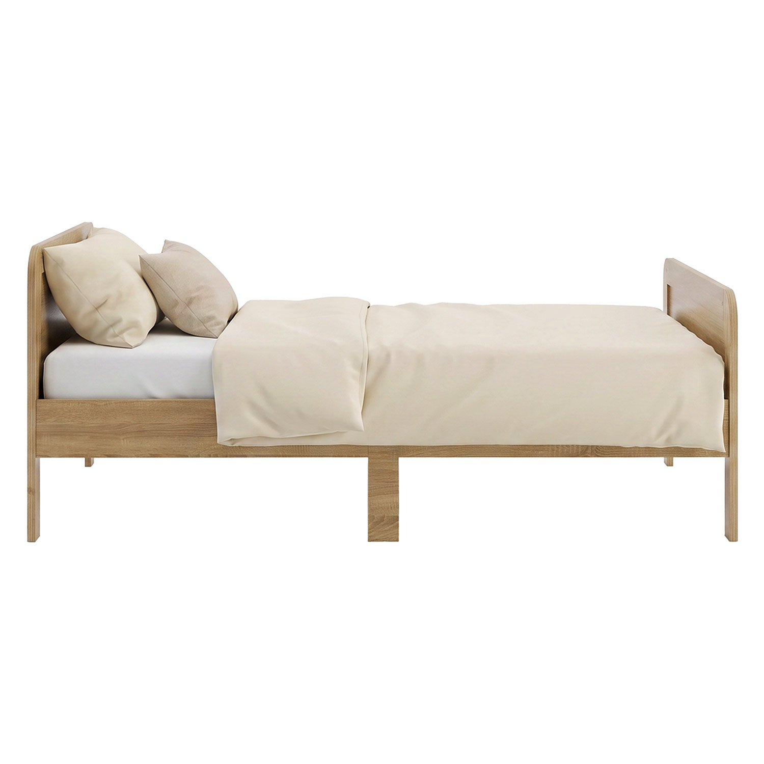 Comfort Bed 120x200 cm Natural | Senior Bed Height Adjustable with Slatted Frame | Double Bed | Wood