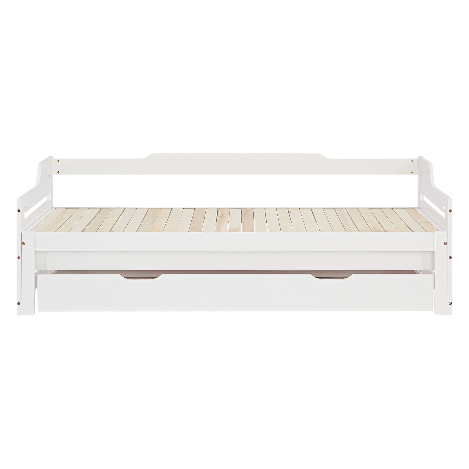 Wood Bed 90x200 cm White | Extendable to Double Bed | Storage | with Slatted Frame | Kids Youth Guest Bedroom