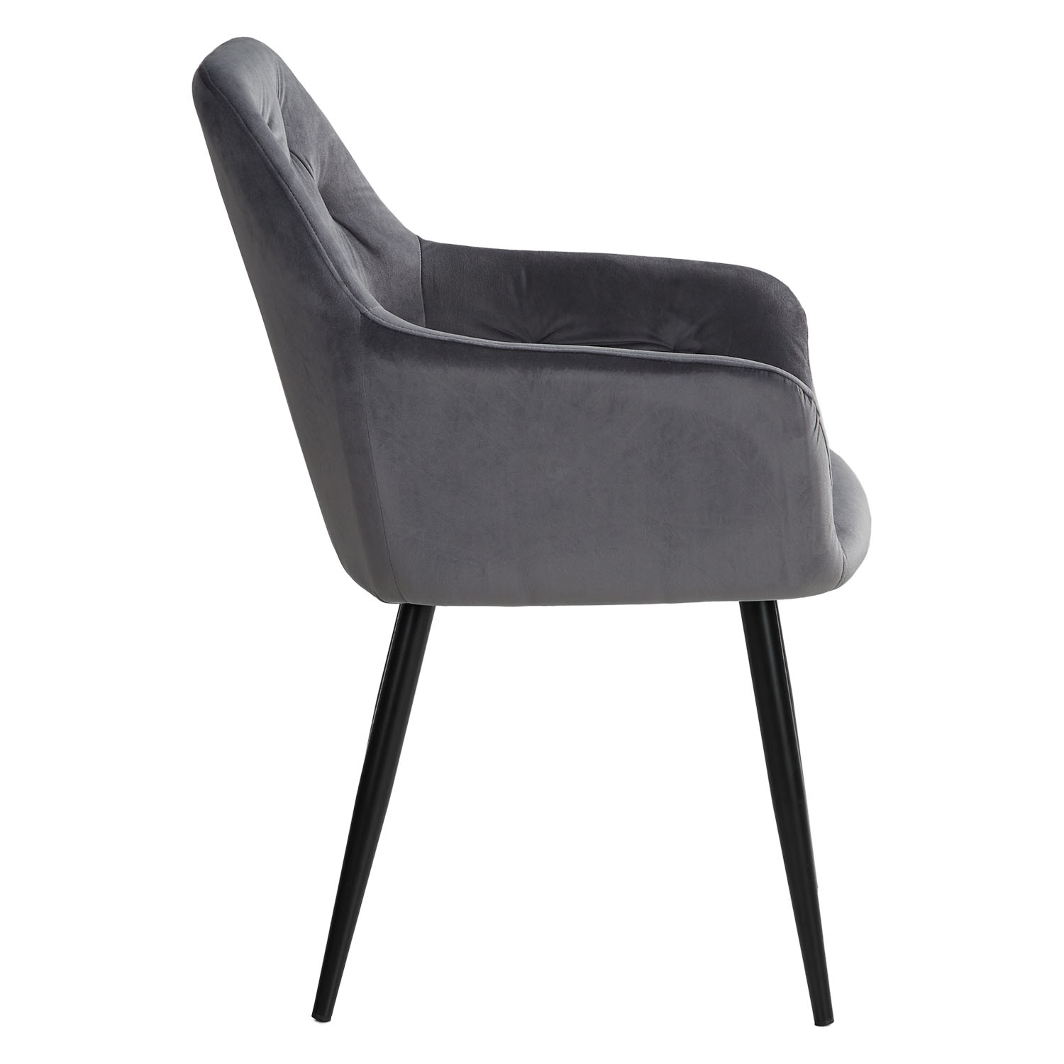 Upholstered Chair Velvet Grey | Set of 4 | with Armrests | Kitchen Dining Room Office