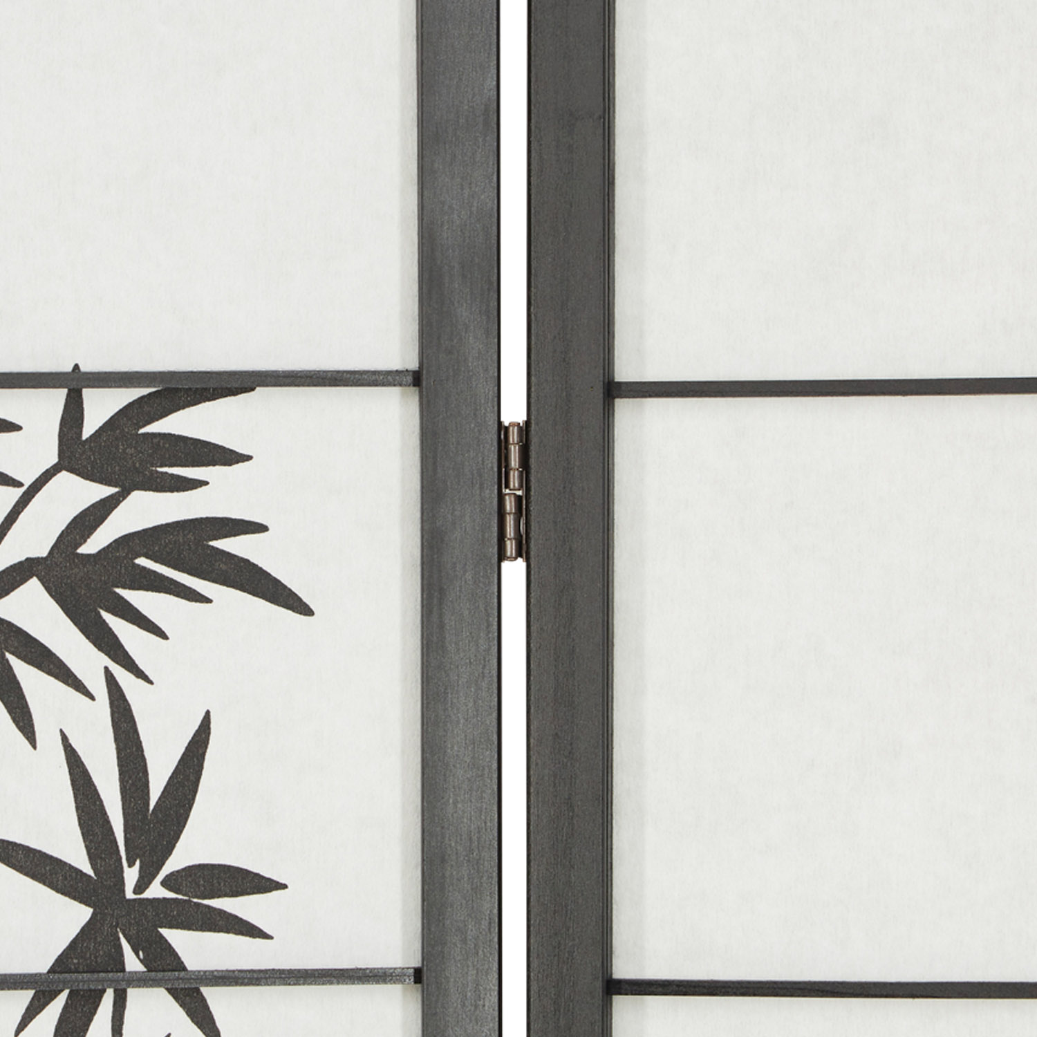 Paravent room divider 3 4 5 or 6 parts, wood black, rice paper white, bamboo pattern, height 179 cm