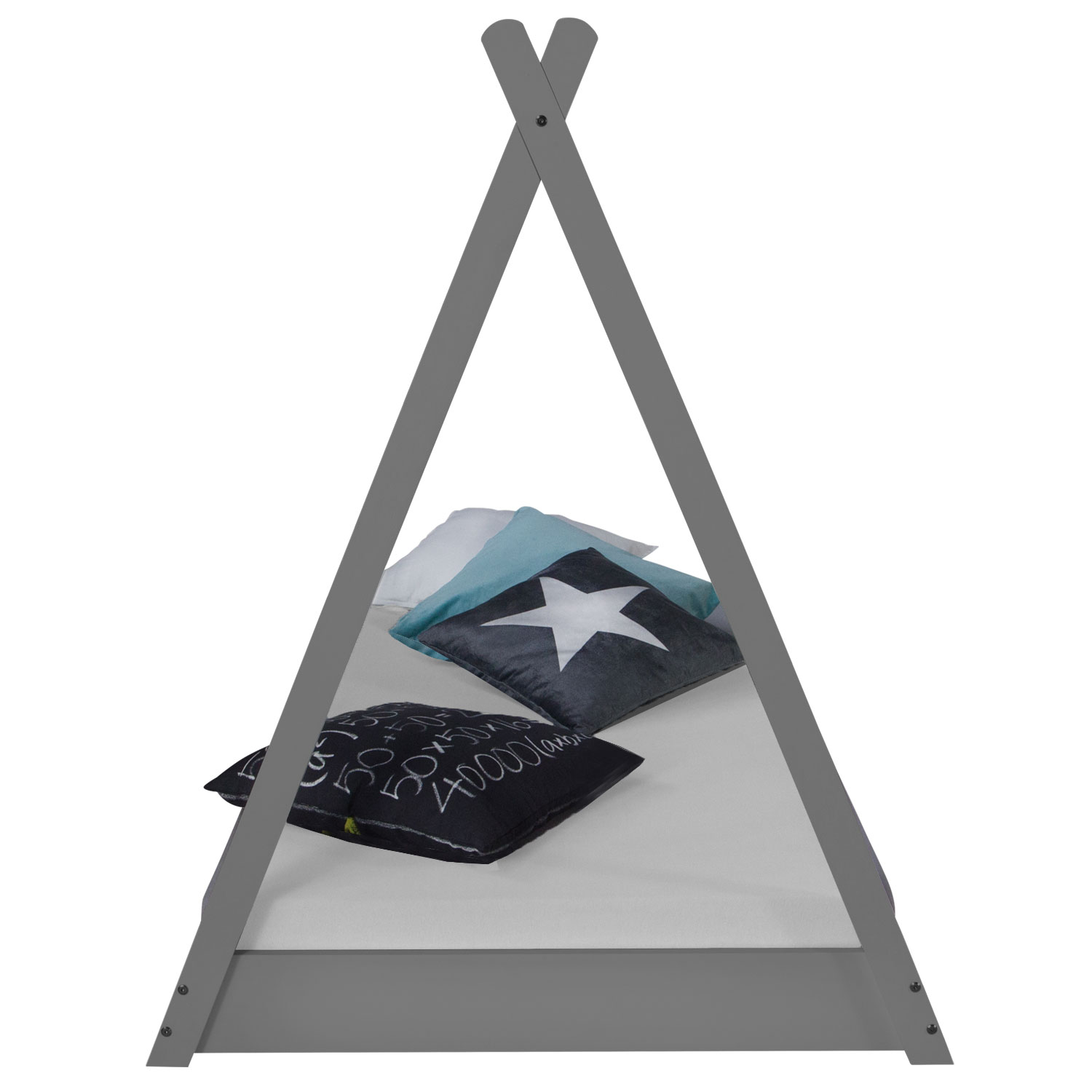 Children bed tipi with mattress tent bed 90x200 youth bed grey canvas stars Children bed tipi with mattress tent bed 90x200 youth bed grey canvas stars