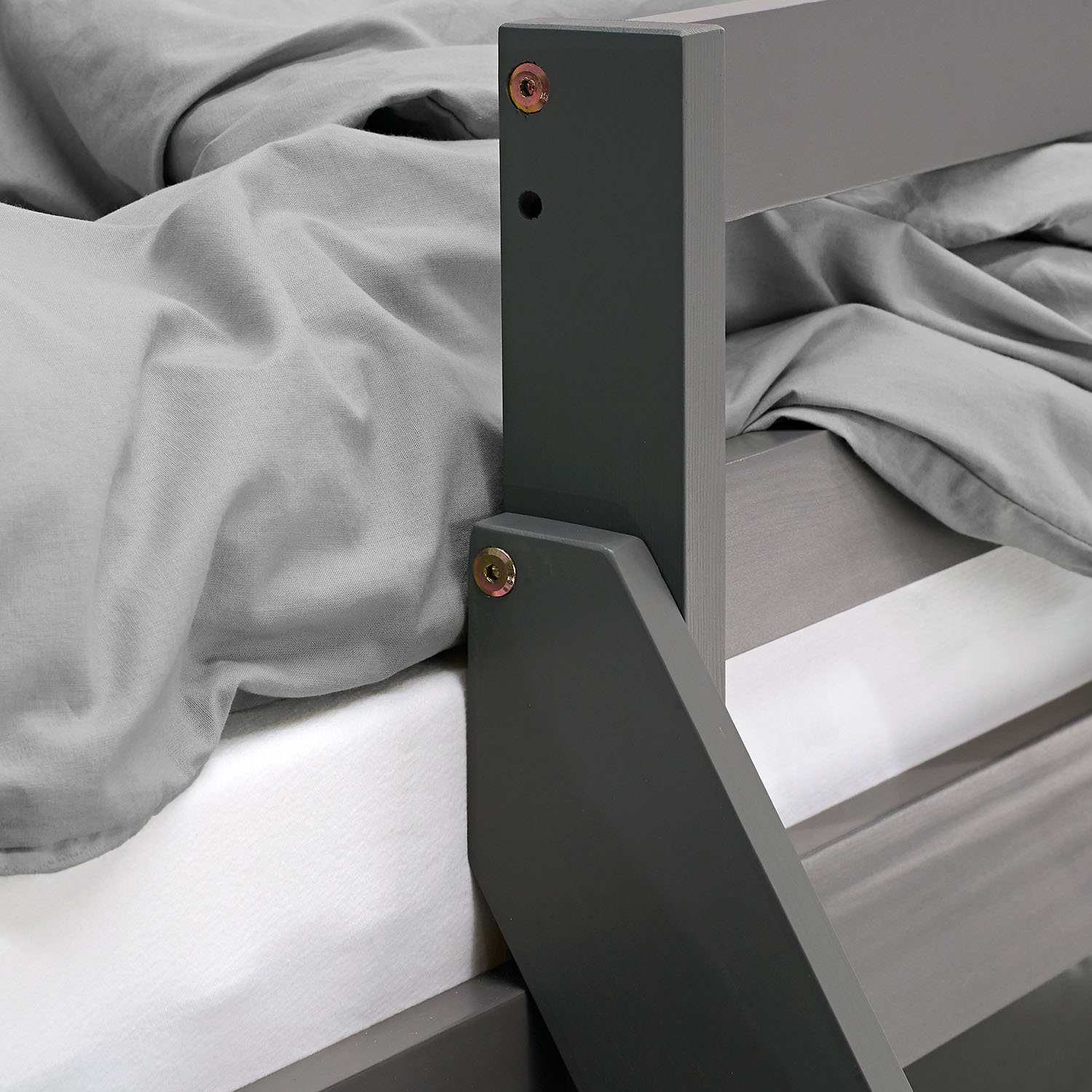 Bunk Bed with 2 Mattresses 90x200 and 140x200 cm Kids Bed Grey Wood Cabin Bed High Sleeper Bed Loft Bed Childrens Bed Twin Bed