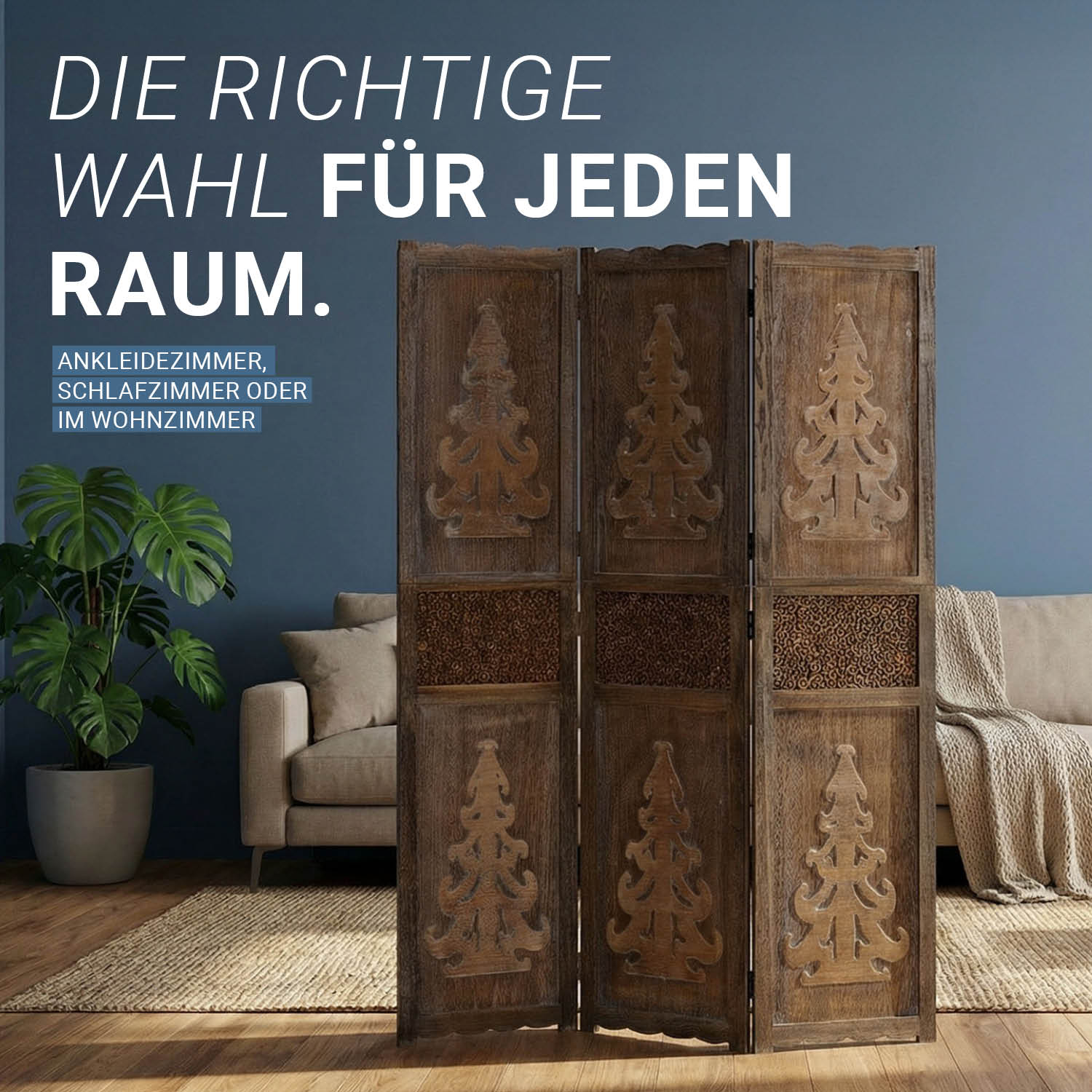 Paravent Brown Decorations | 3-panel | Wood | Room Divider Partition Privacy Screen