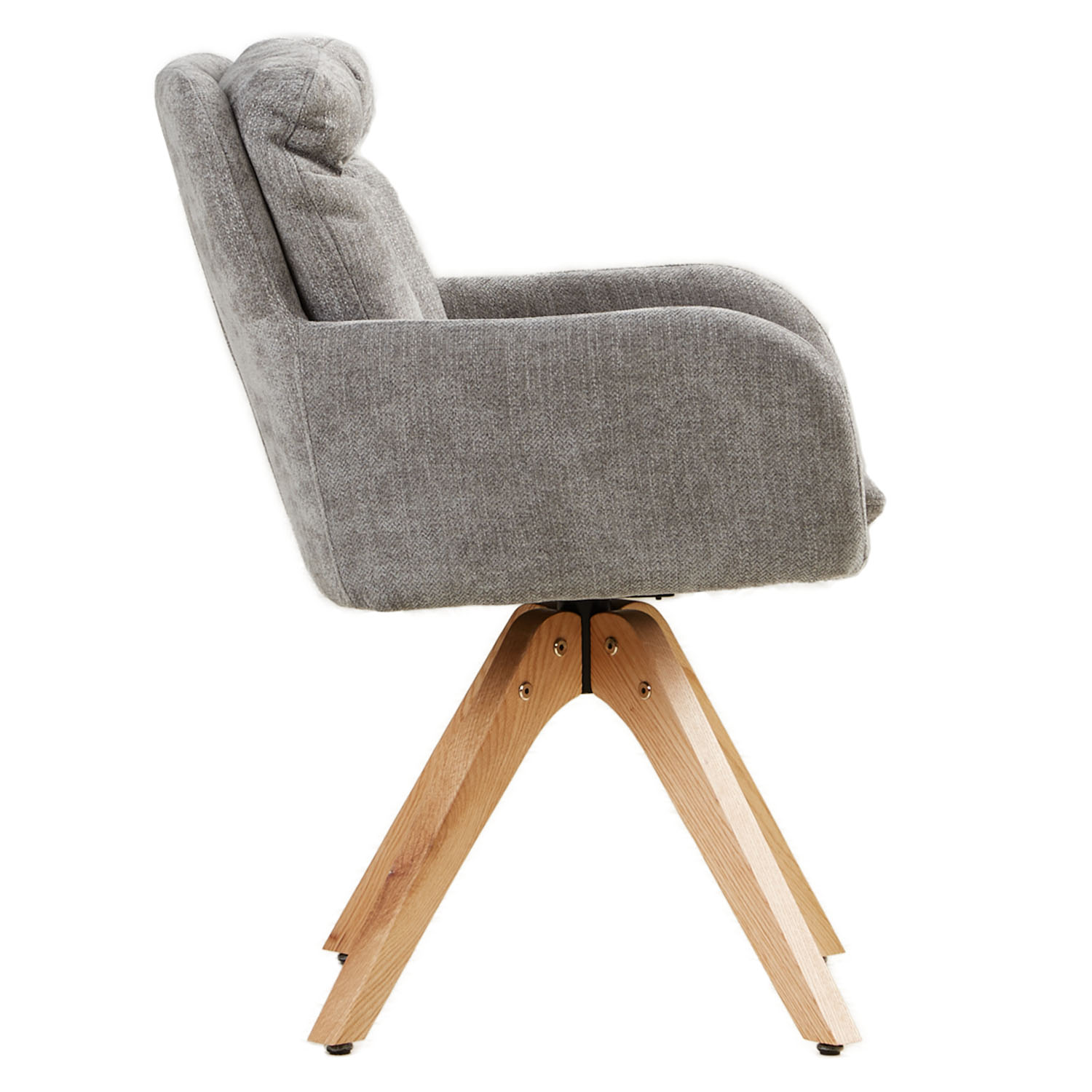 Upholstered Chair Linen Grey with Seat Cushion | Set of 4 | swivel | with Armrests | Kitchen Dining Room Office