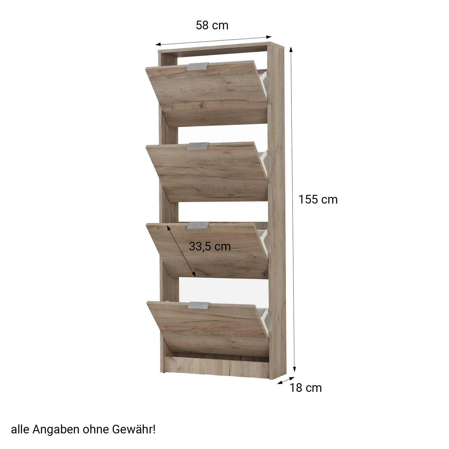 Shoe Rack Shoe Storage Shoe Cabinet Shoe Cupboard Wooden Grey Oak 4 Tier Shoe Tipper
