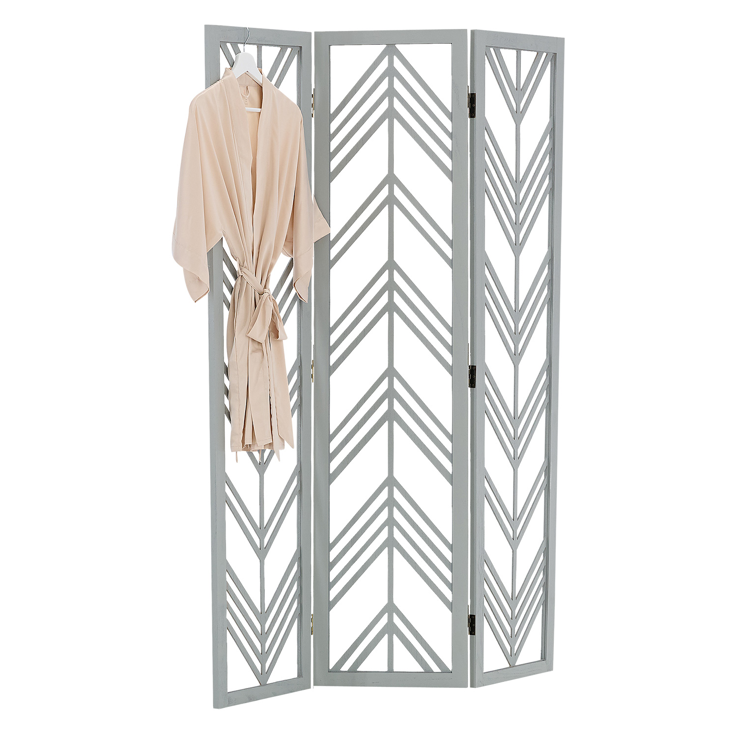 Paravent Grey | 3-panel | Wood | Room Divider Partition Privacy Screen