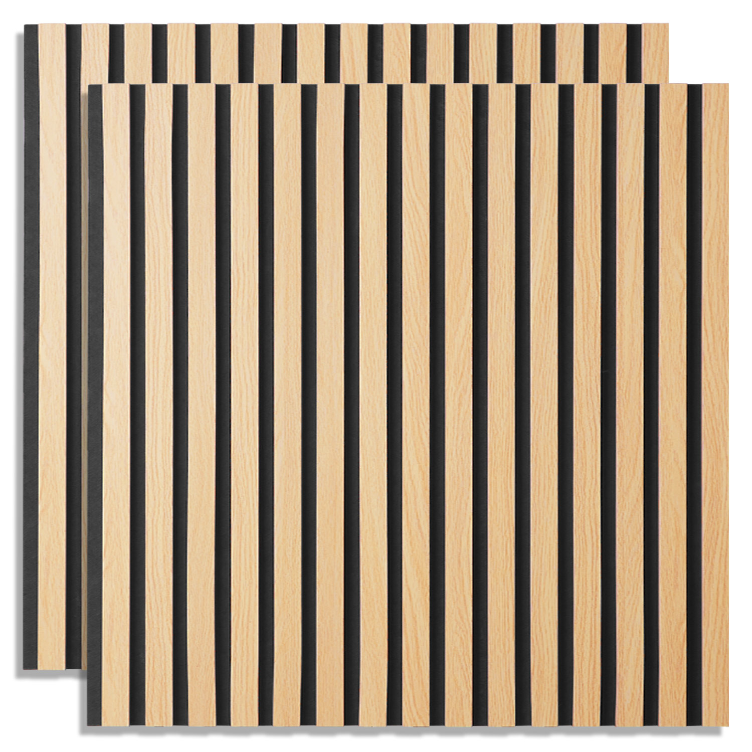 Acoustic Panels Wall Panels 60 x 60 cm Natural Oak | Wood | 2-piece Set | 3D Strips