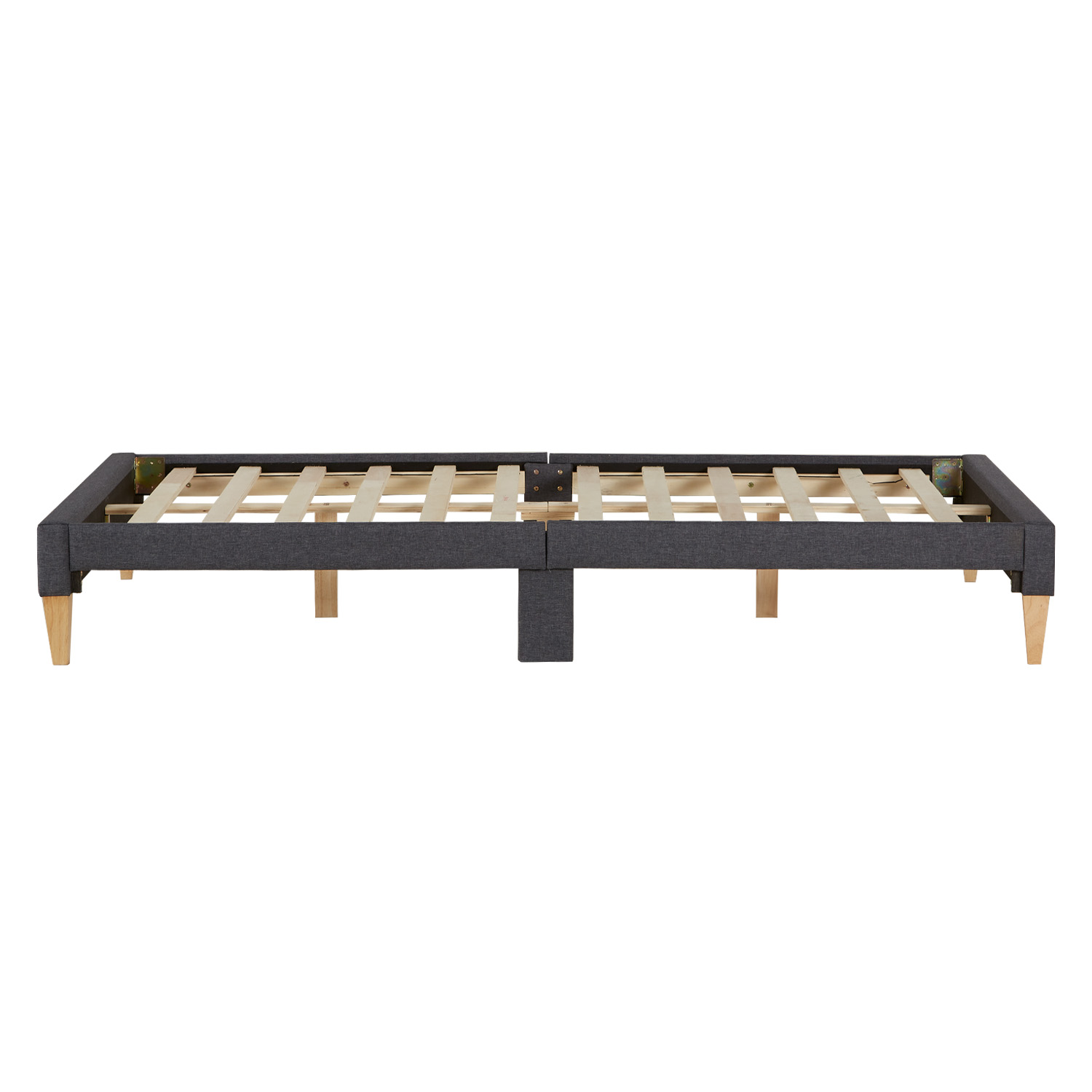 Upholstered Bed with Mattress 140x200 cm Slatts Grey Fabric Bed Double Bed Futon Bed Frame Platform Bed