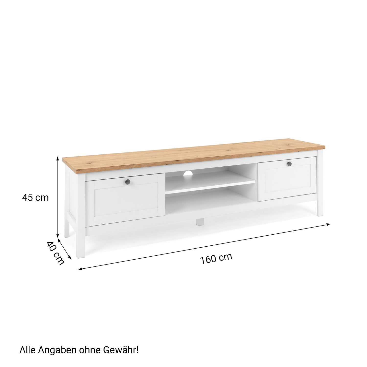 TV Board Wood TV Cabinet Lowboard TV Bench Sideboard White Natural
