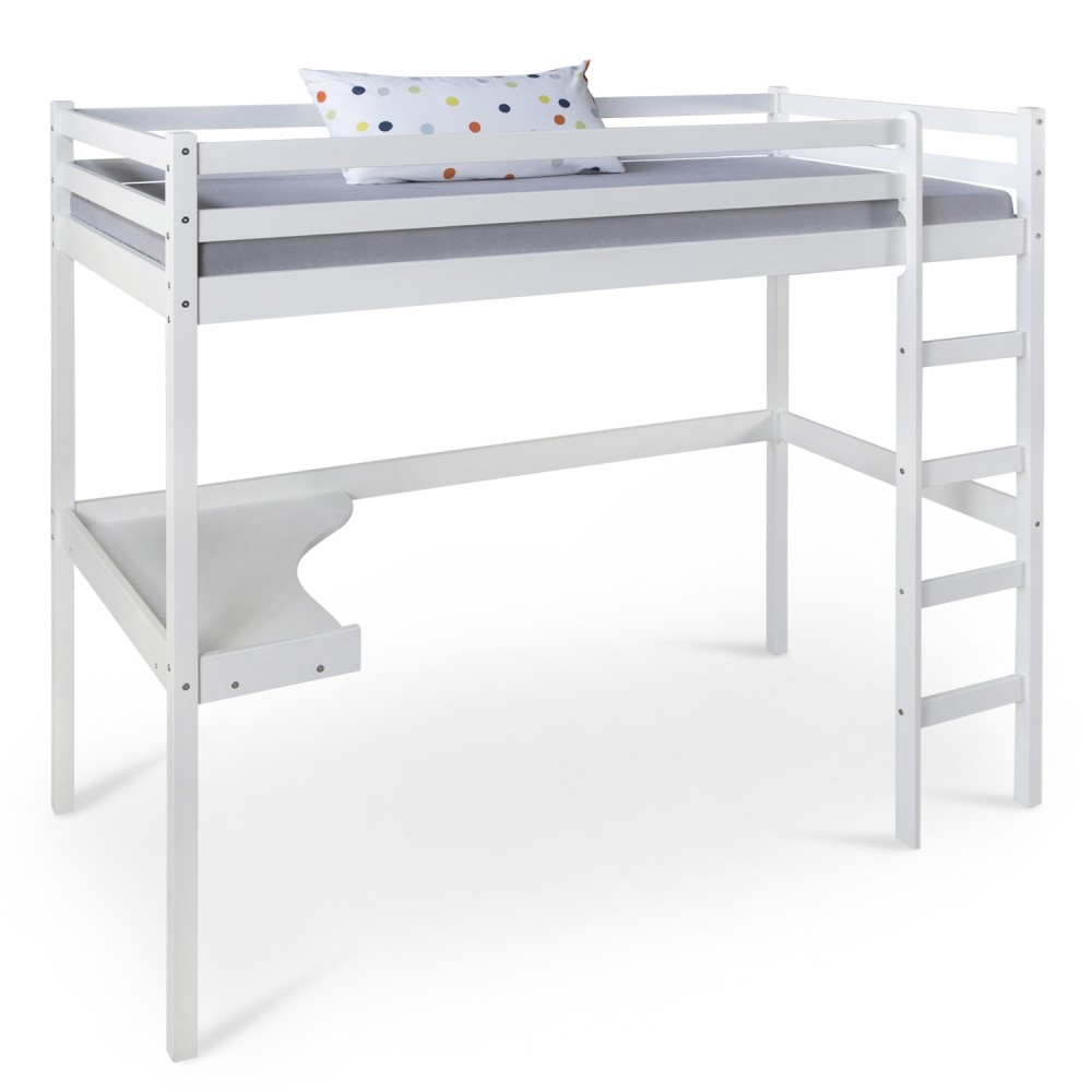 Loft Bed Kids 90x200 cm White | Ladder | Desk Included