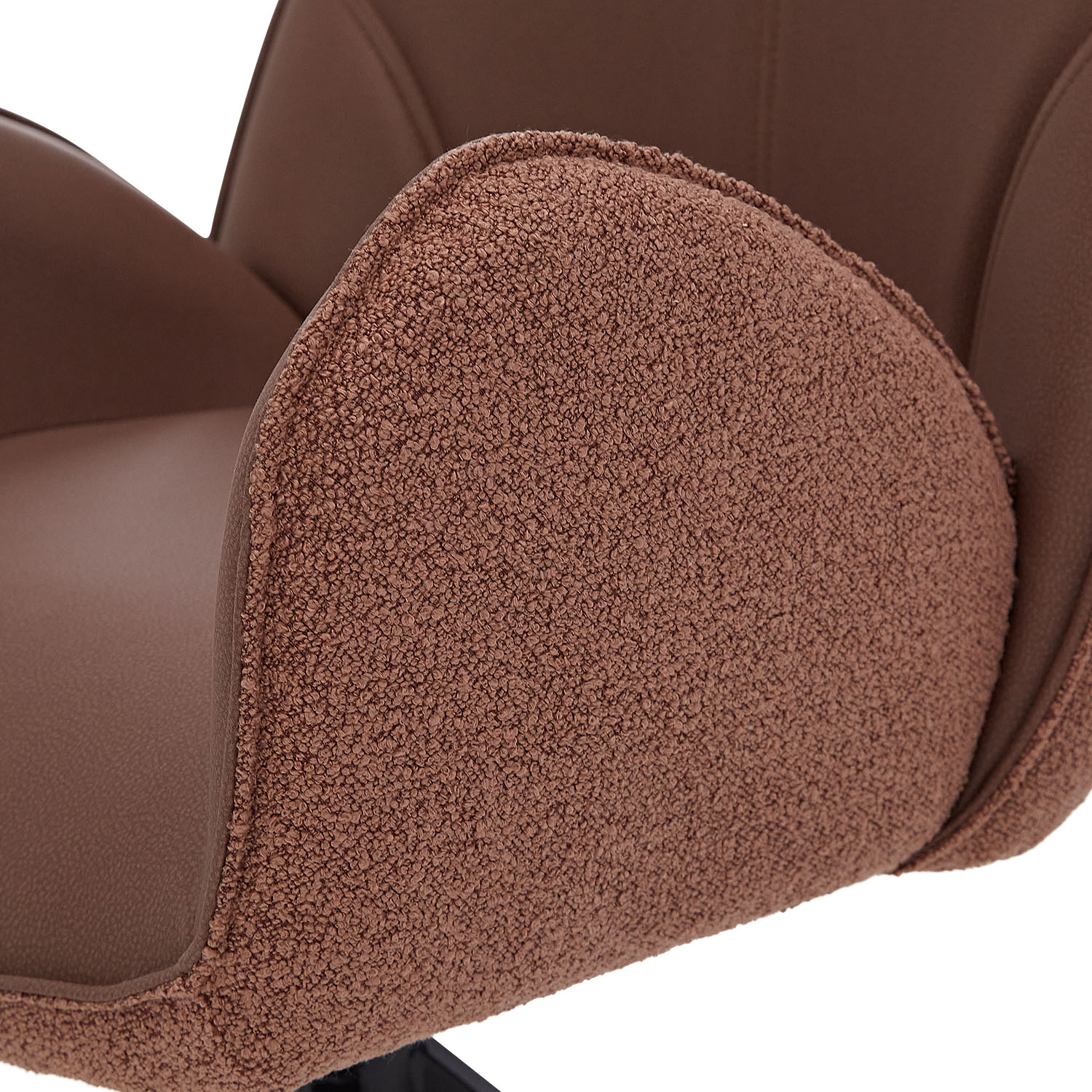 Dining Chair Set of 6 Modern Egg Chairs Bouclé Leather Brown Armchairs Dining Room Chairs Upholstered Chairs Eames Chairs