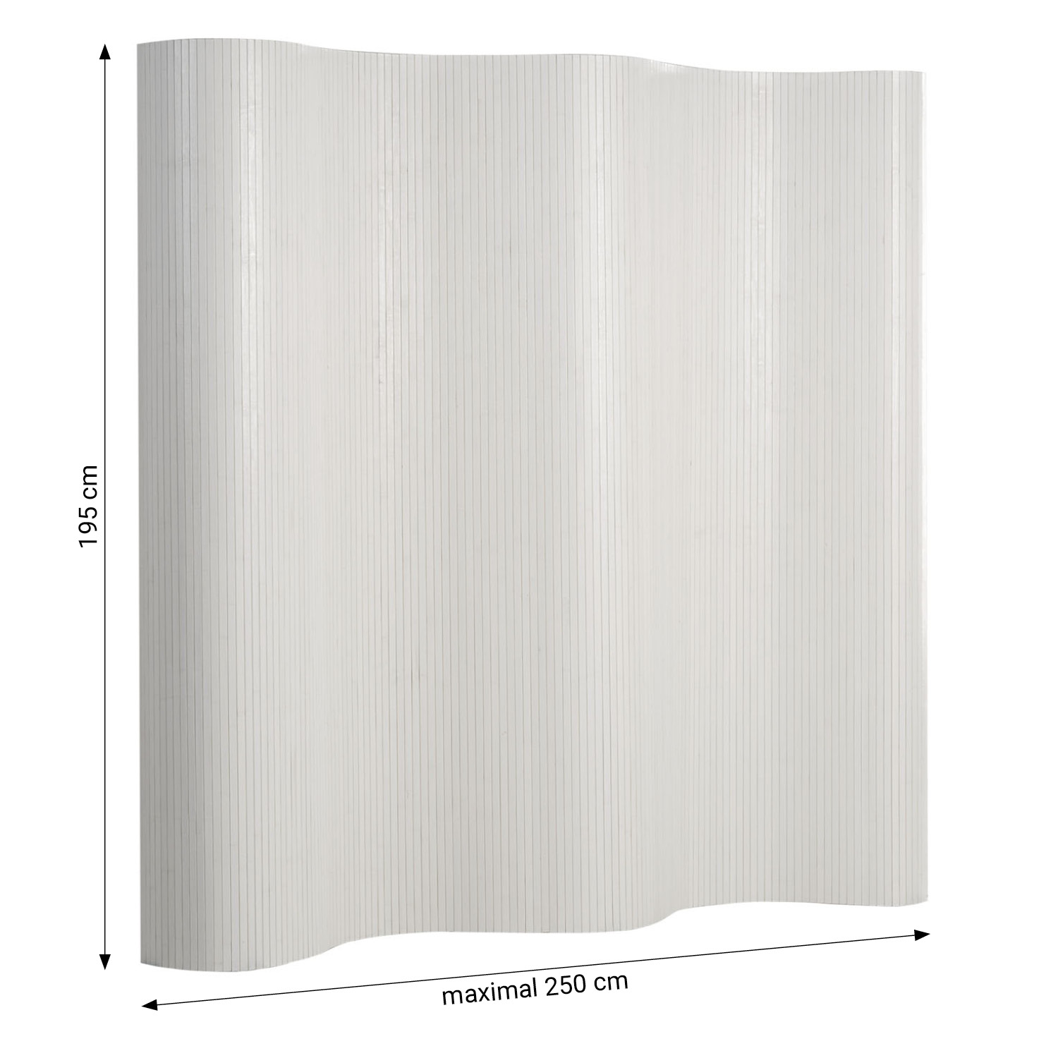Paravent Bamboo Height 195 cm White Washed | Room Divider Partition Privacy Screen