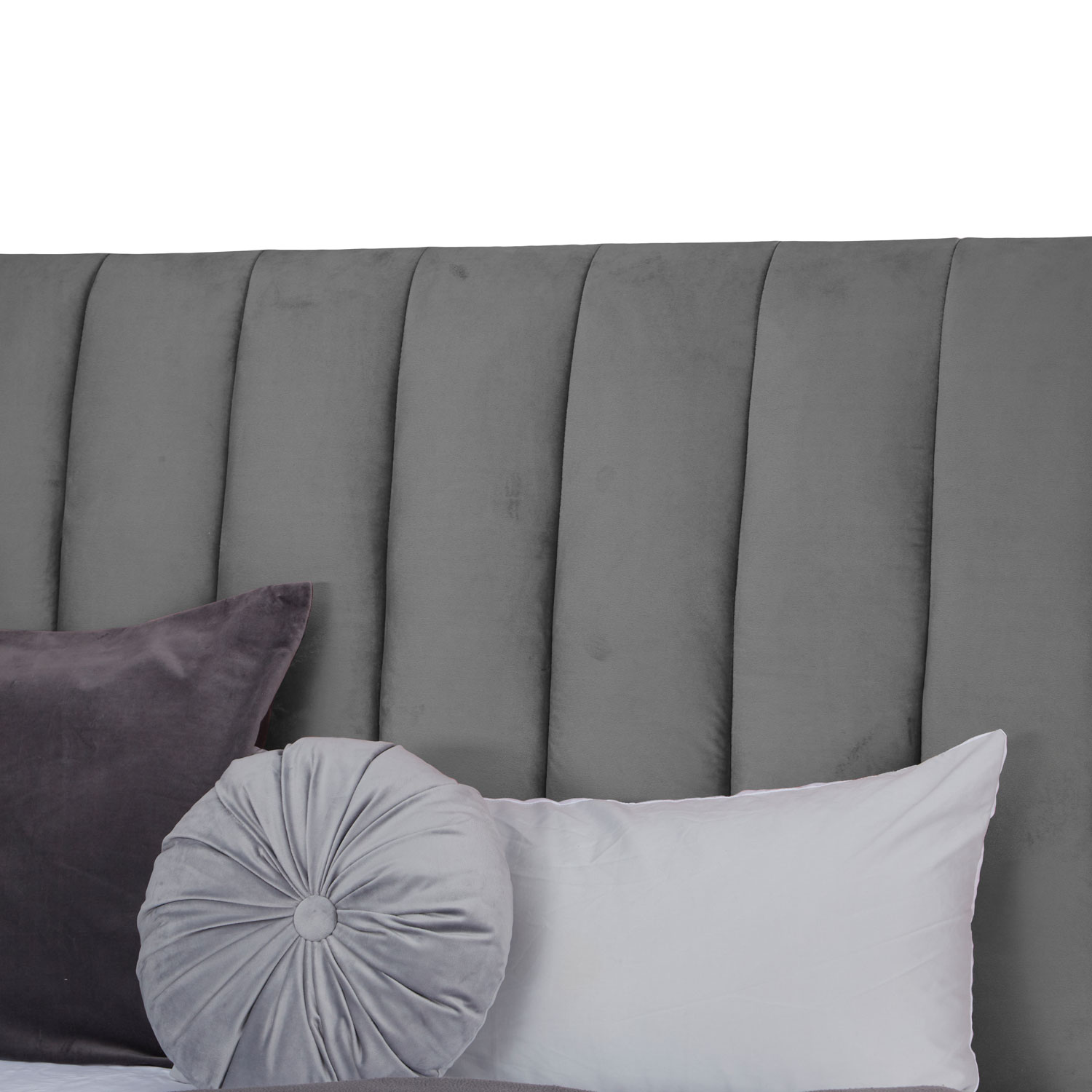 Upholstered bed 140x200 cm grey velvet | with slatted frame | double fabric bed frame