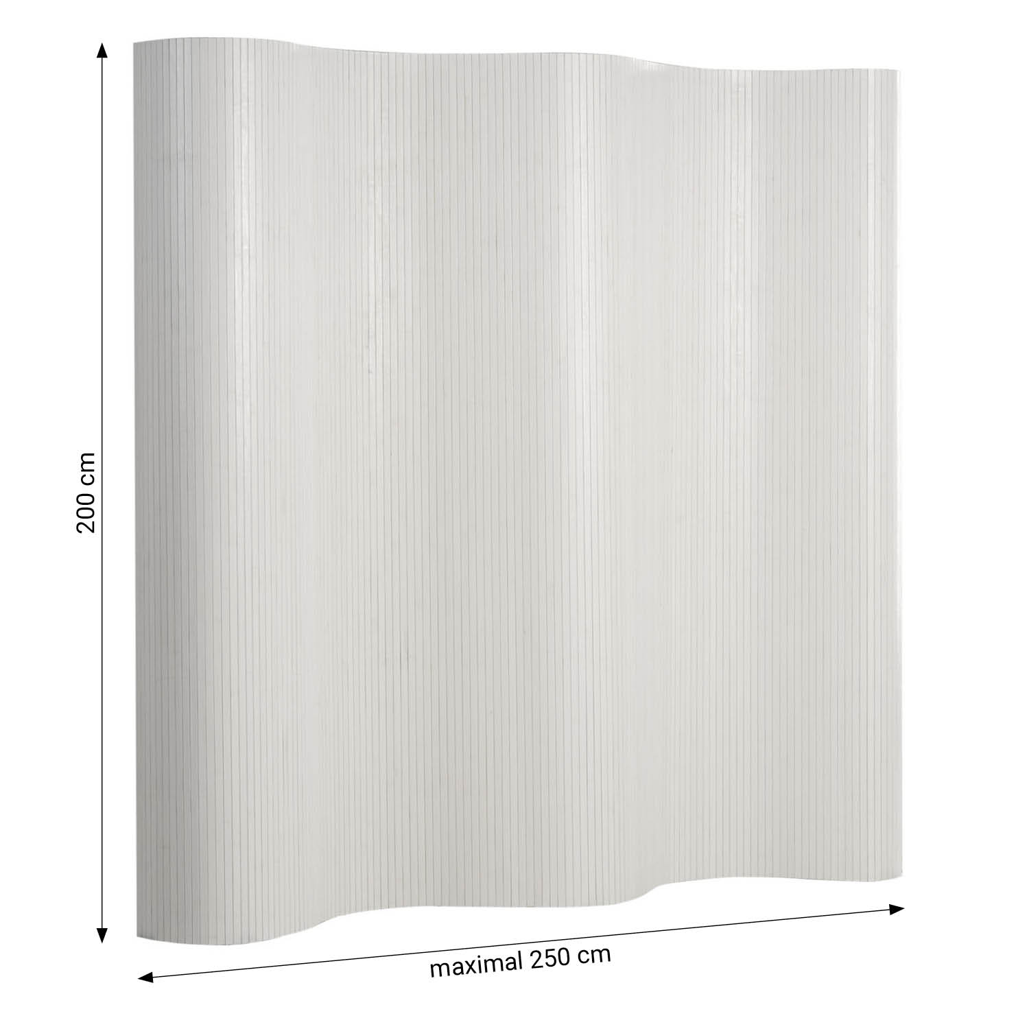 Paravent Bamboo Height 200 cm White Washed | Room Divider Partition Privacy Screen