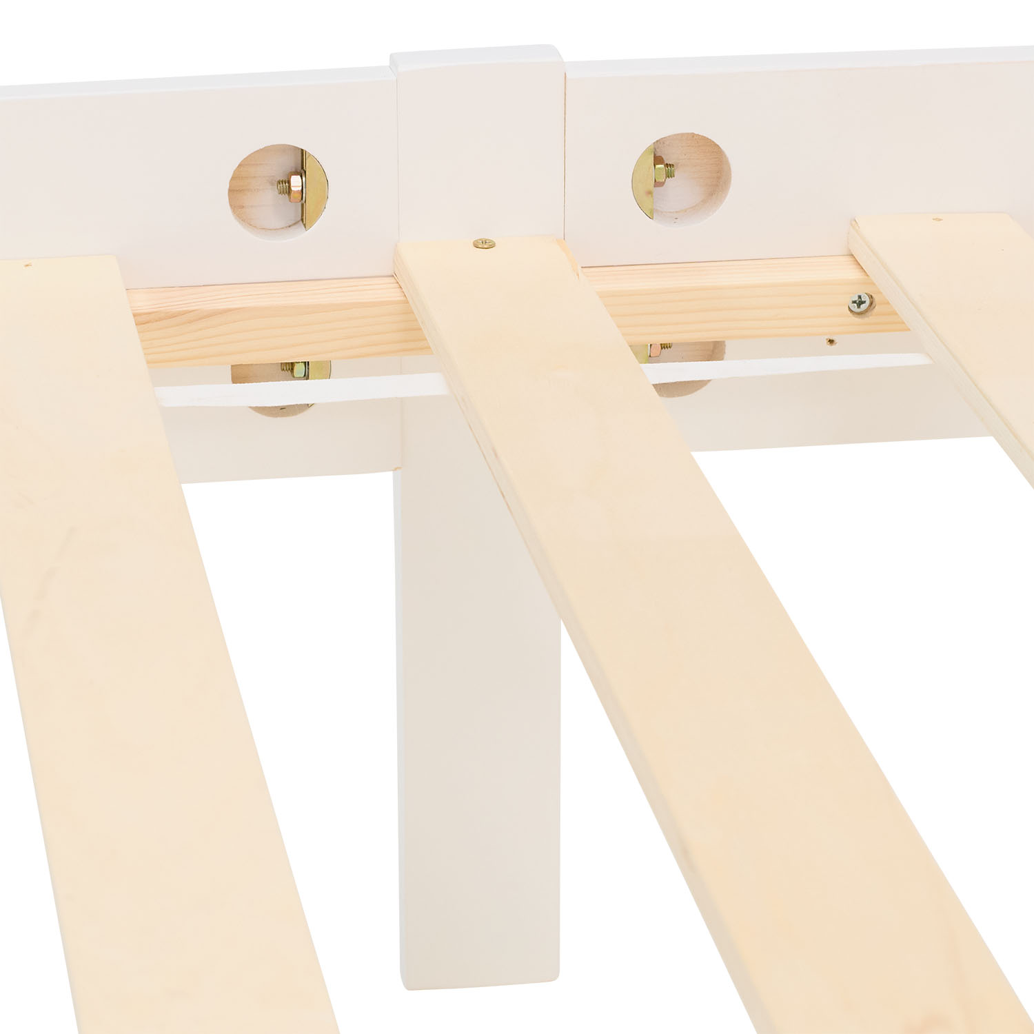 Wooden Bed 140x200 cm White – Scandinavian-Style Double Bed with Slatted Base for Teenagers' & Bedrooms