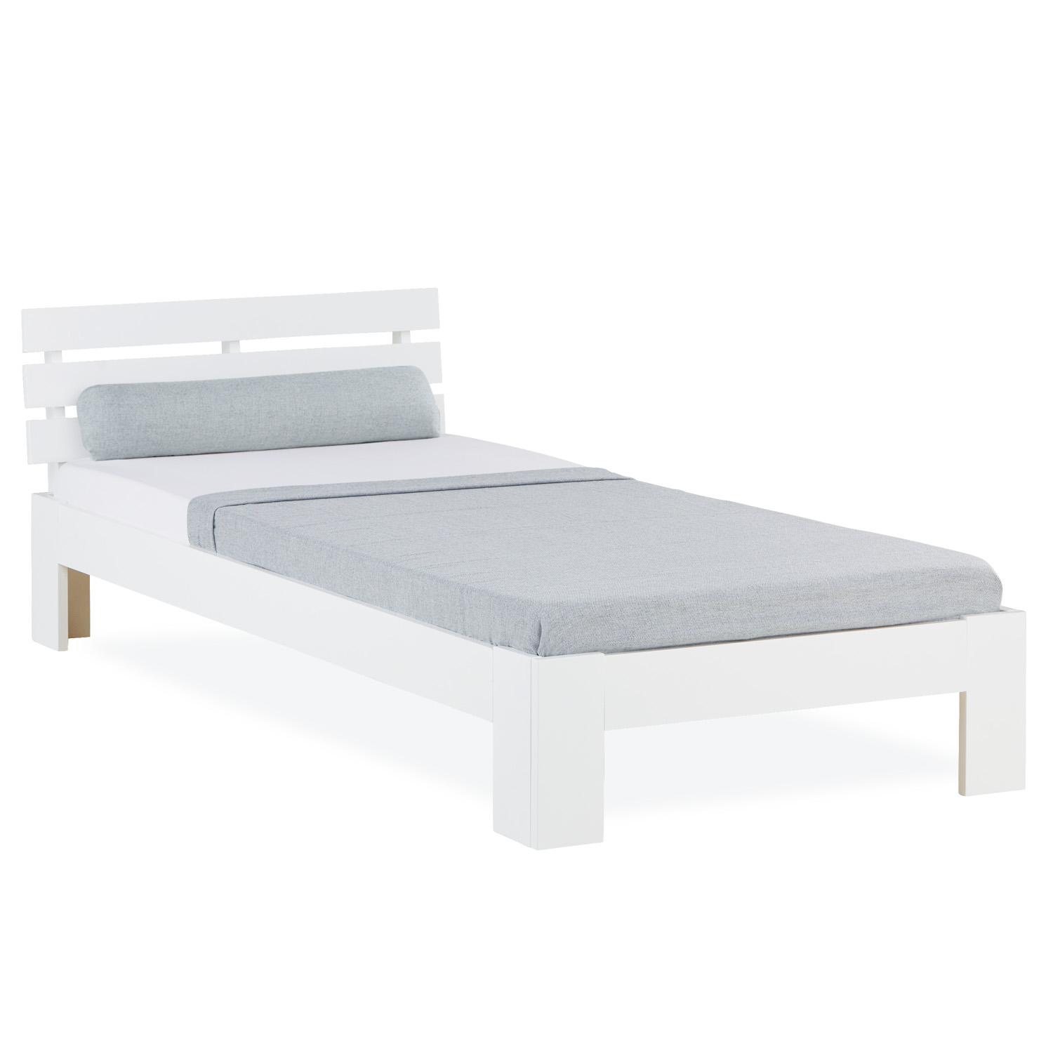 Wood Bed 90x200 cm White | Single Bed | with Slatted Frame | Solid | Kids Youth Guest Bedroom