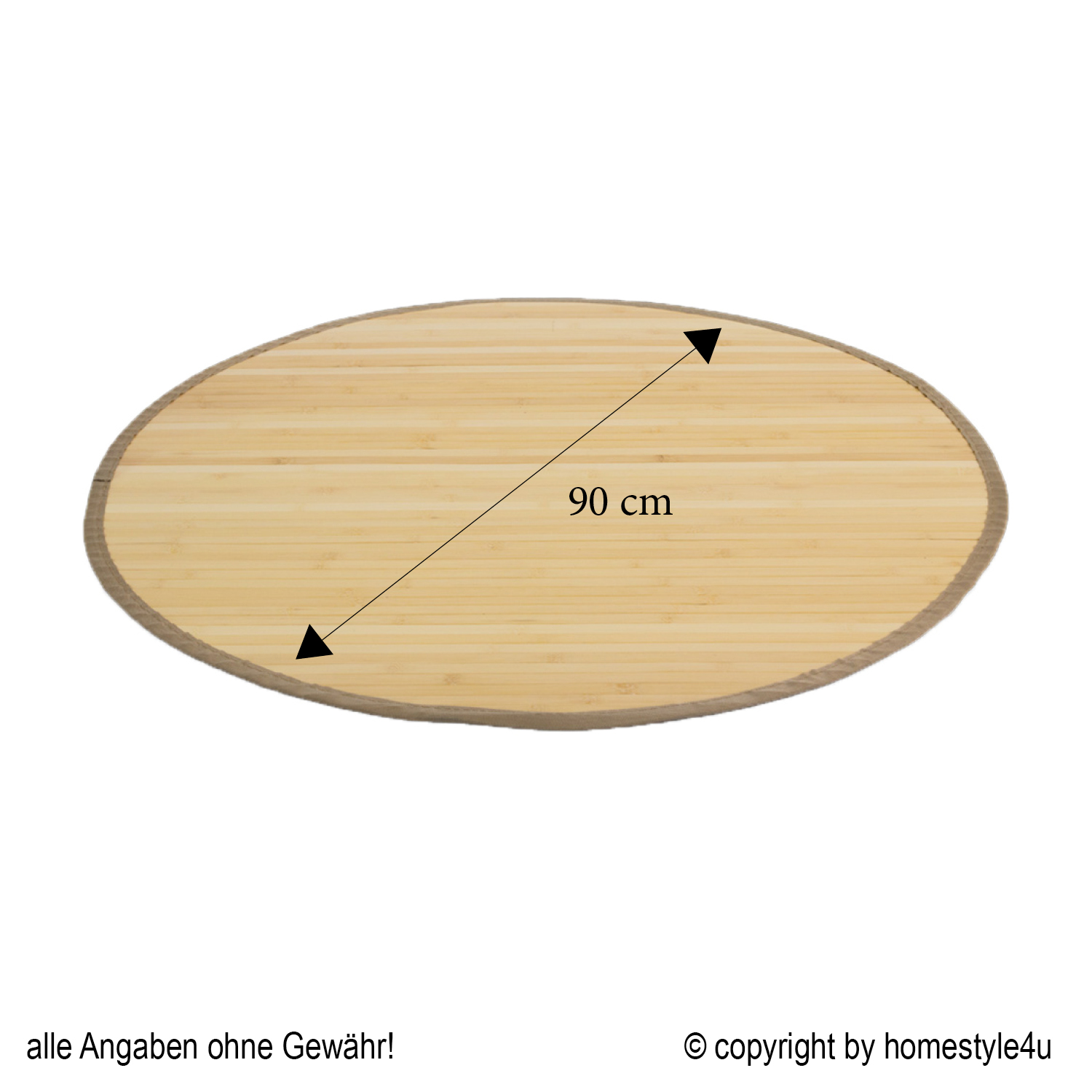 Bamboo carpet Rug 90 cm round in Light Natural