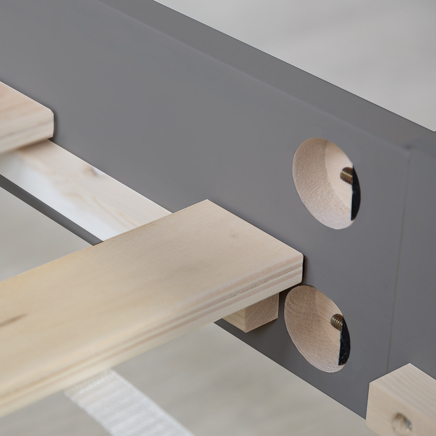 Wooden Bed 140x200 cm, Gray, with Storage Compartment & Slatted Base – Solid Wood Double Bed