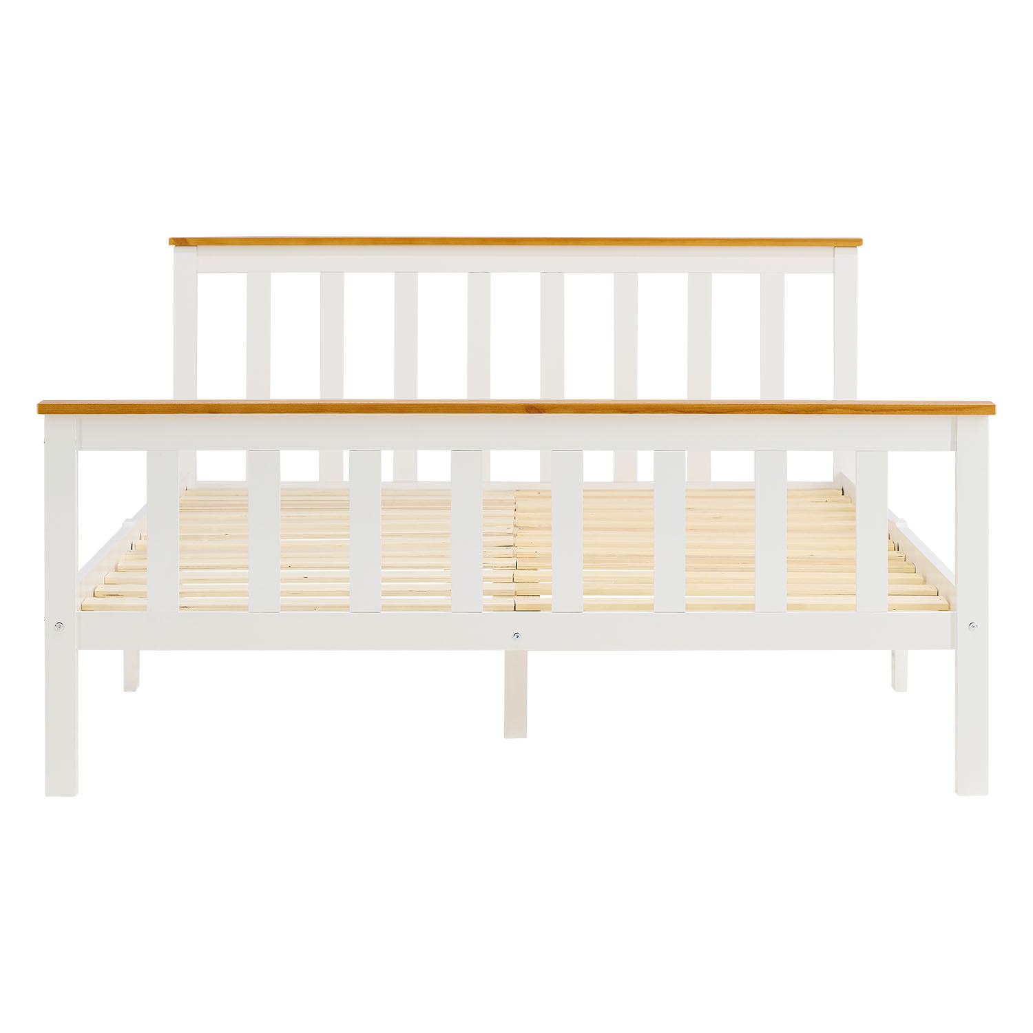 Wooden Bed 140x200 cm Natural White | Double Bed | With Slatted Base | Scandinavian Style | Children's, Teen, or Guest Bedroom