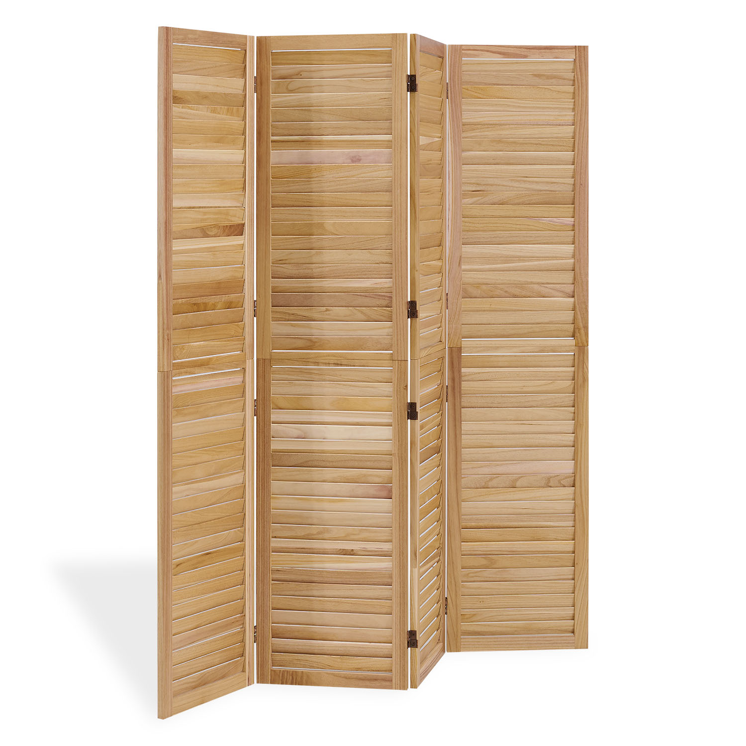 4-Panel "Natur" Folding Screen – Wooden Room Divider & Privacy Screen with Slats