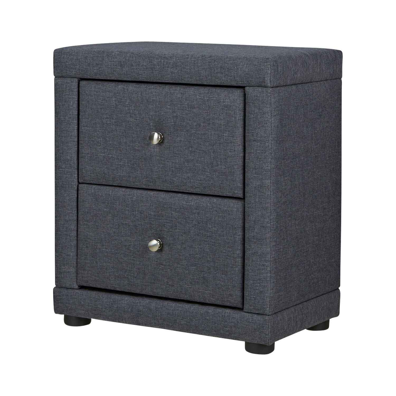 Bedside table Nightstand bedroom 2 Chest drawers Side table Grey fabric