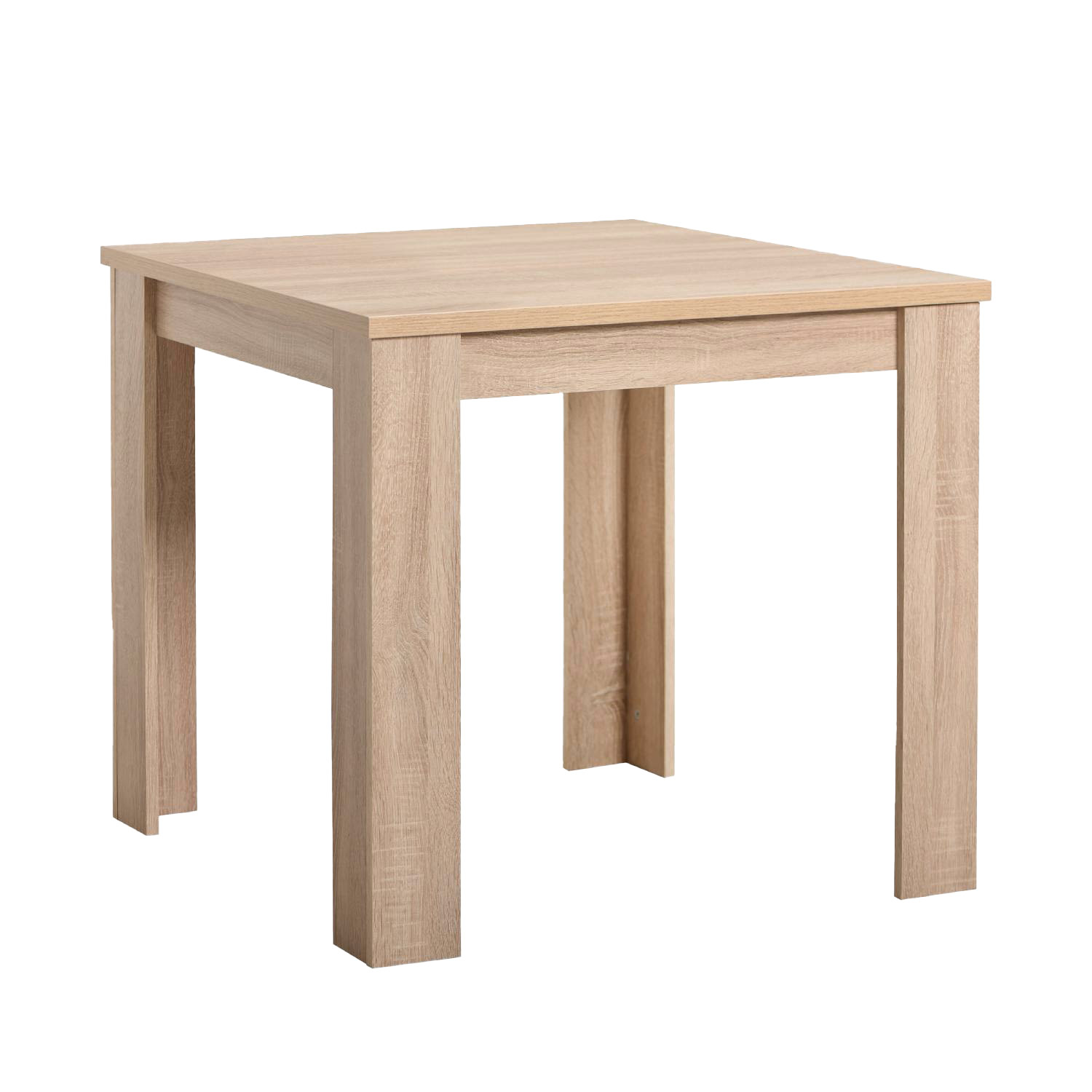 Dining Set (3-Piece): 80x80 cm oak dining table with 2 gray velvet upholstered chairs and black metal legs