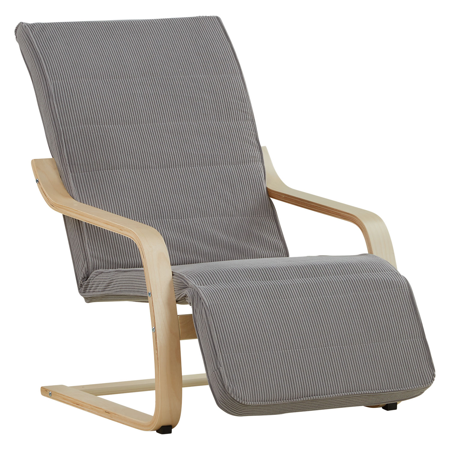 Relaxsessel Cord Dunkelgrau | with Footrest | Natural Wood | Glider Rocking Chair Nursing Chair Recliner