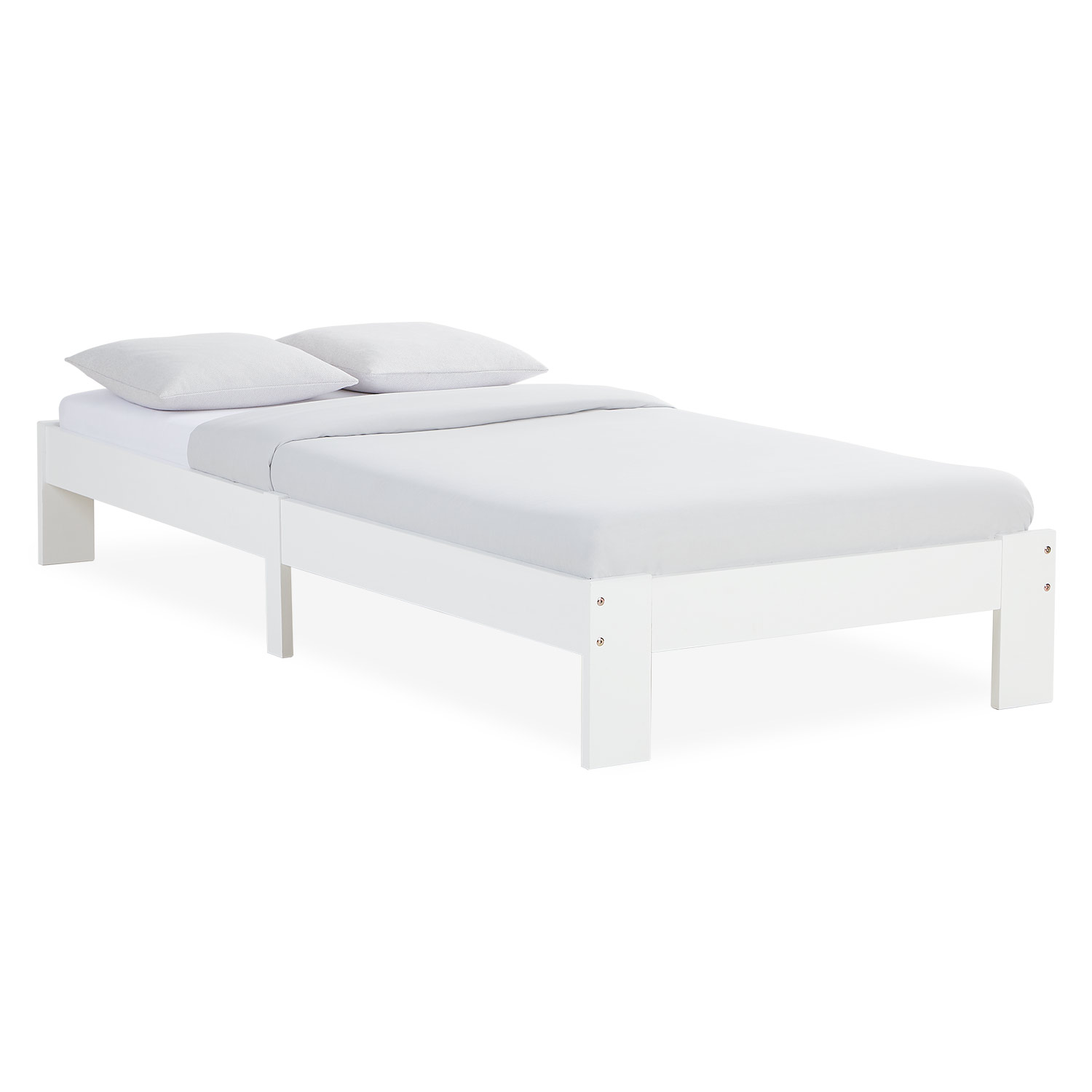 Wood Bed 90x200 cm White | Single Bed | with Slatted Frame | Solid | Kids Youth Guest Bedroom
