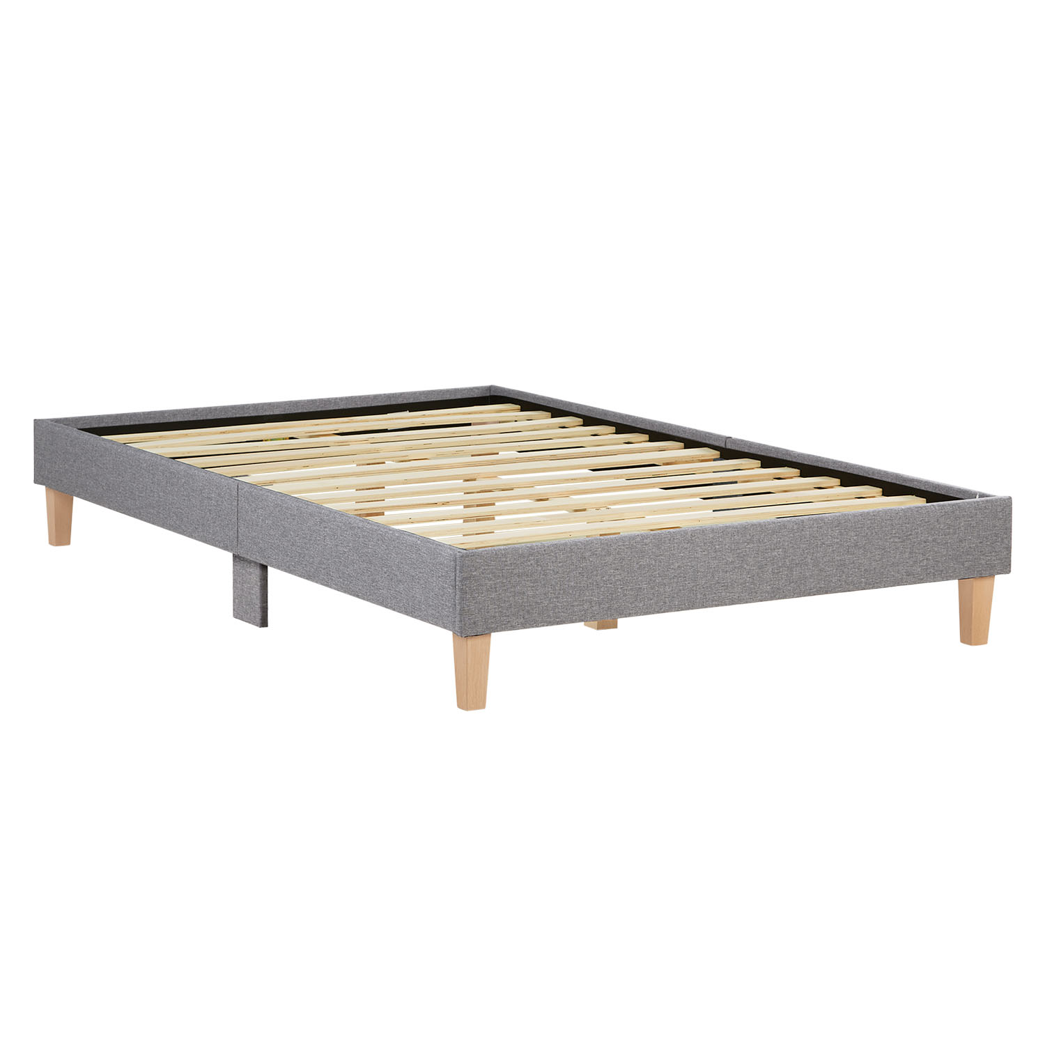 Upholstered bed 120x200 cm grey | futon bed | with slatted frame | with mattress | double fabric bed frame
