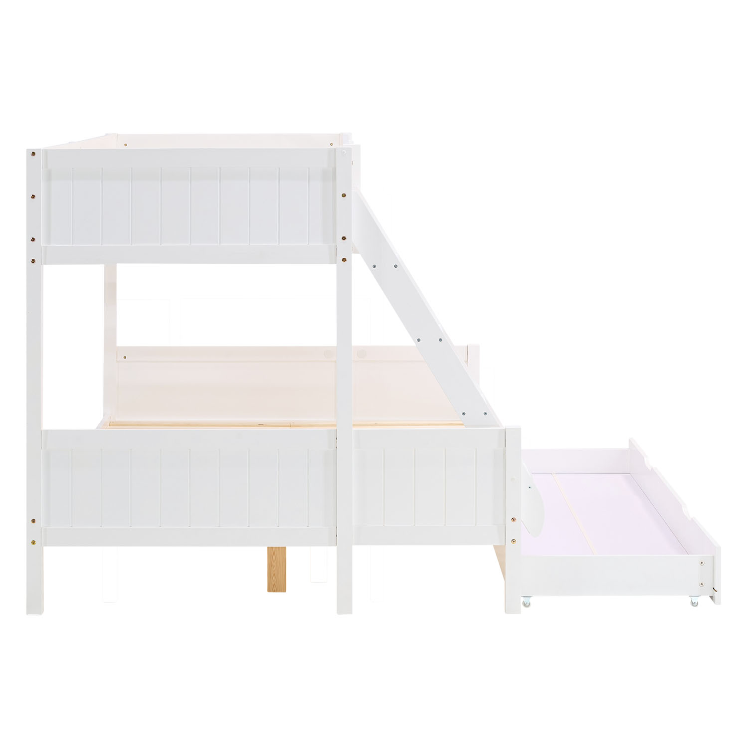 Bunk Bed with 2 Mattresses Kids Bed 90x200 and 140x200 cm White Wood Cabin Bed High Sleeper Bed Loft Bed Childrens Bed Twin Bed Drawer