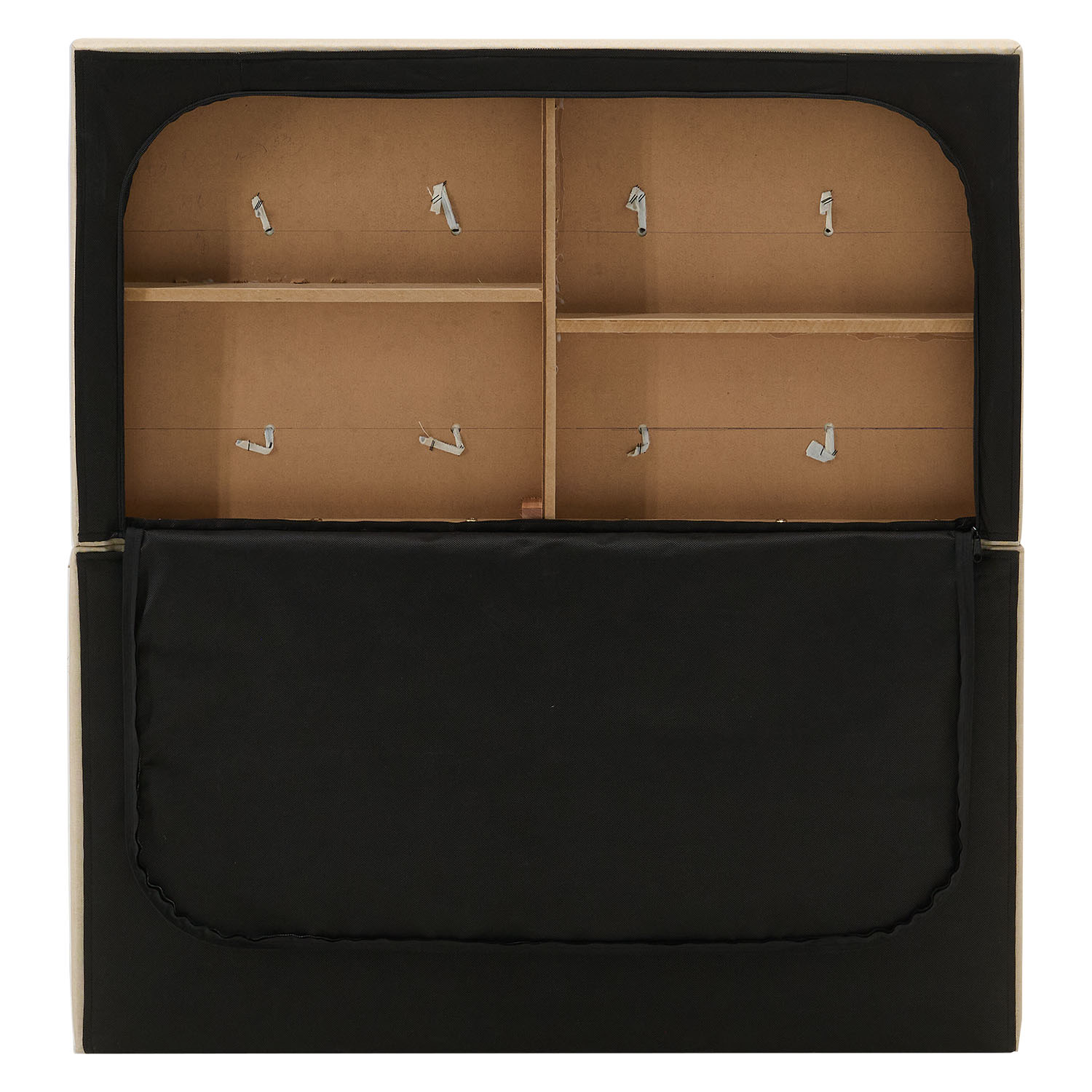 Upholstered bed 90x200 cm beige | with slatted frame | with 2 bed drawers | single fabric bed frame