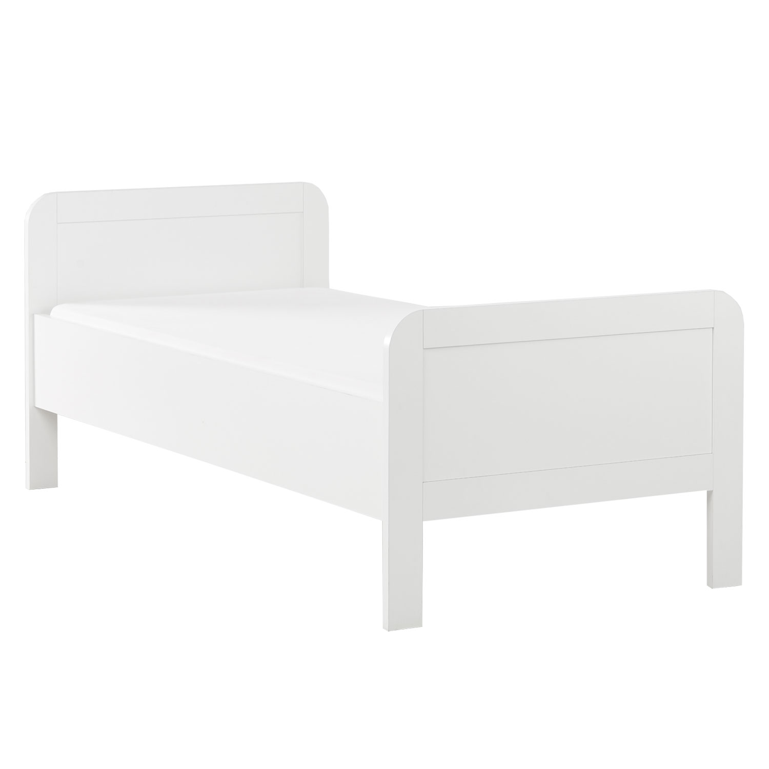 Lit confortable 90x200 Lit pour Seniors Hauteur réglable Lit en bois Lit simple Blanc Cadre de lit