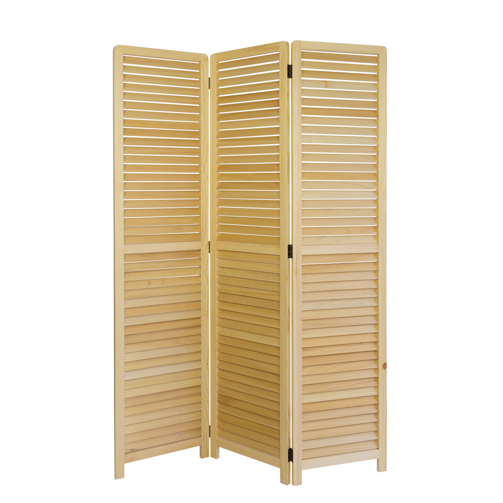 Paravent Natural Wooden Slats | 3-panel | Wood | Room Divider Partition Privacy Screen