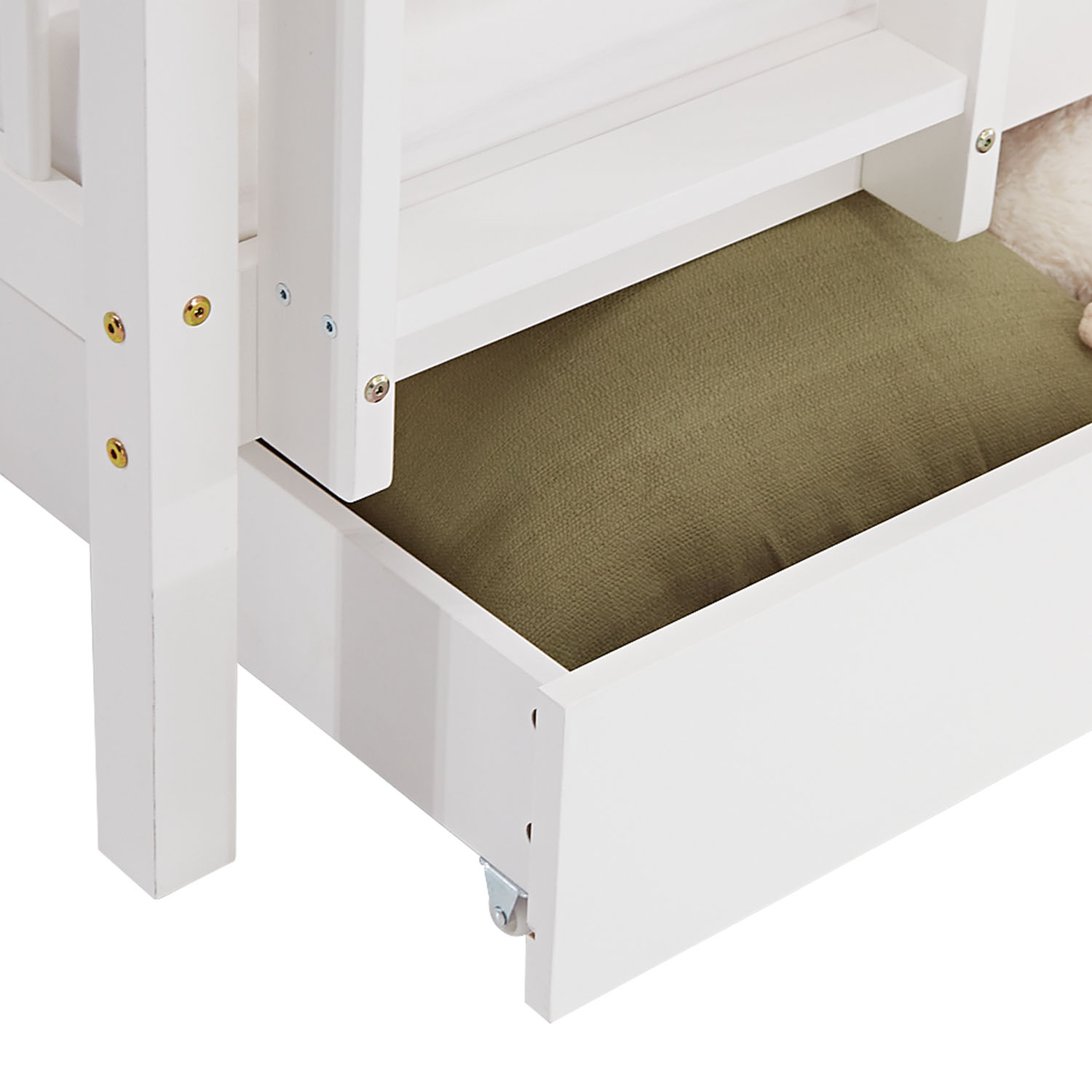 Bunk Bed 90x200 cm White | Kids Bed with Mattress | Storage | Fall Protection | Convertible | Massif pine wood