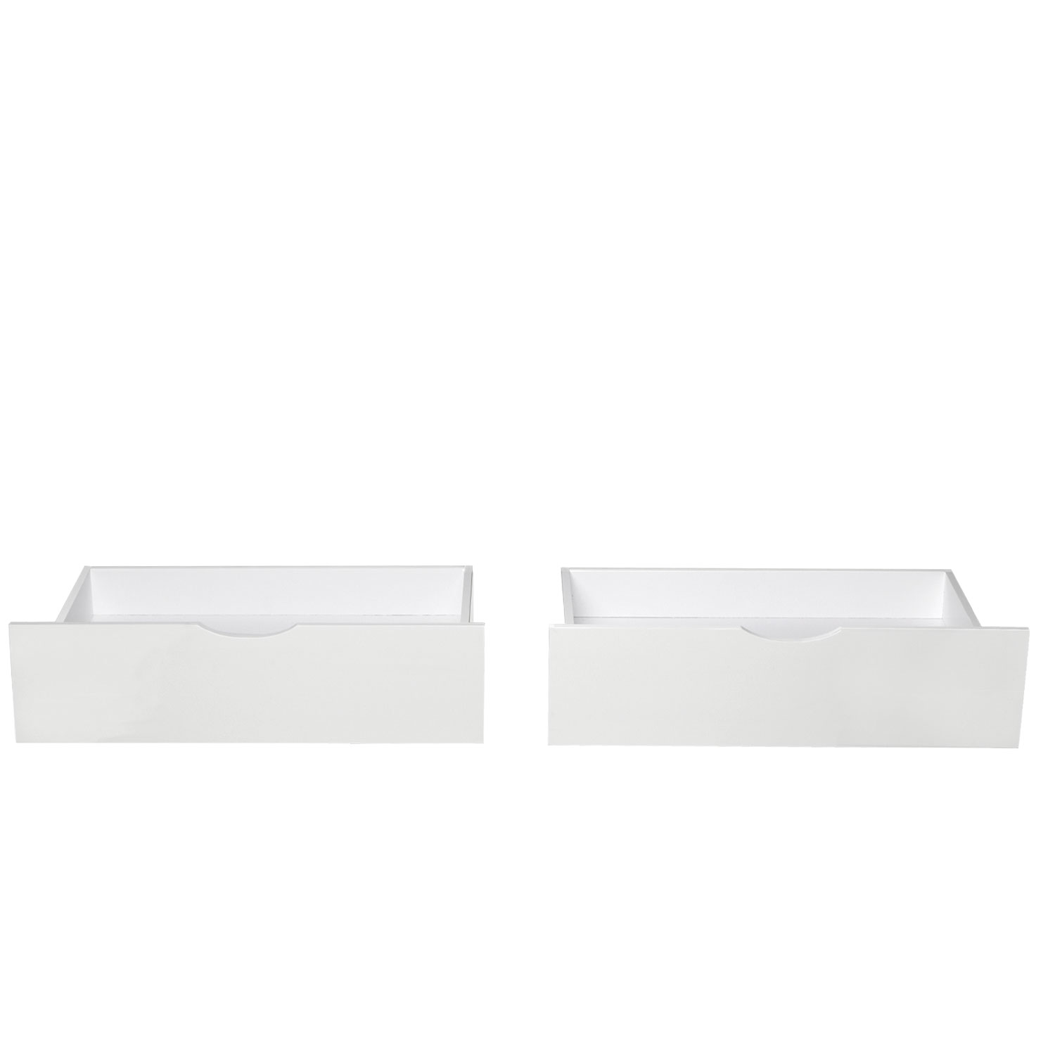 Bed Drawer Set of 2 Drawers Wood Storage with Rollers Pull-out Bed Box White