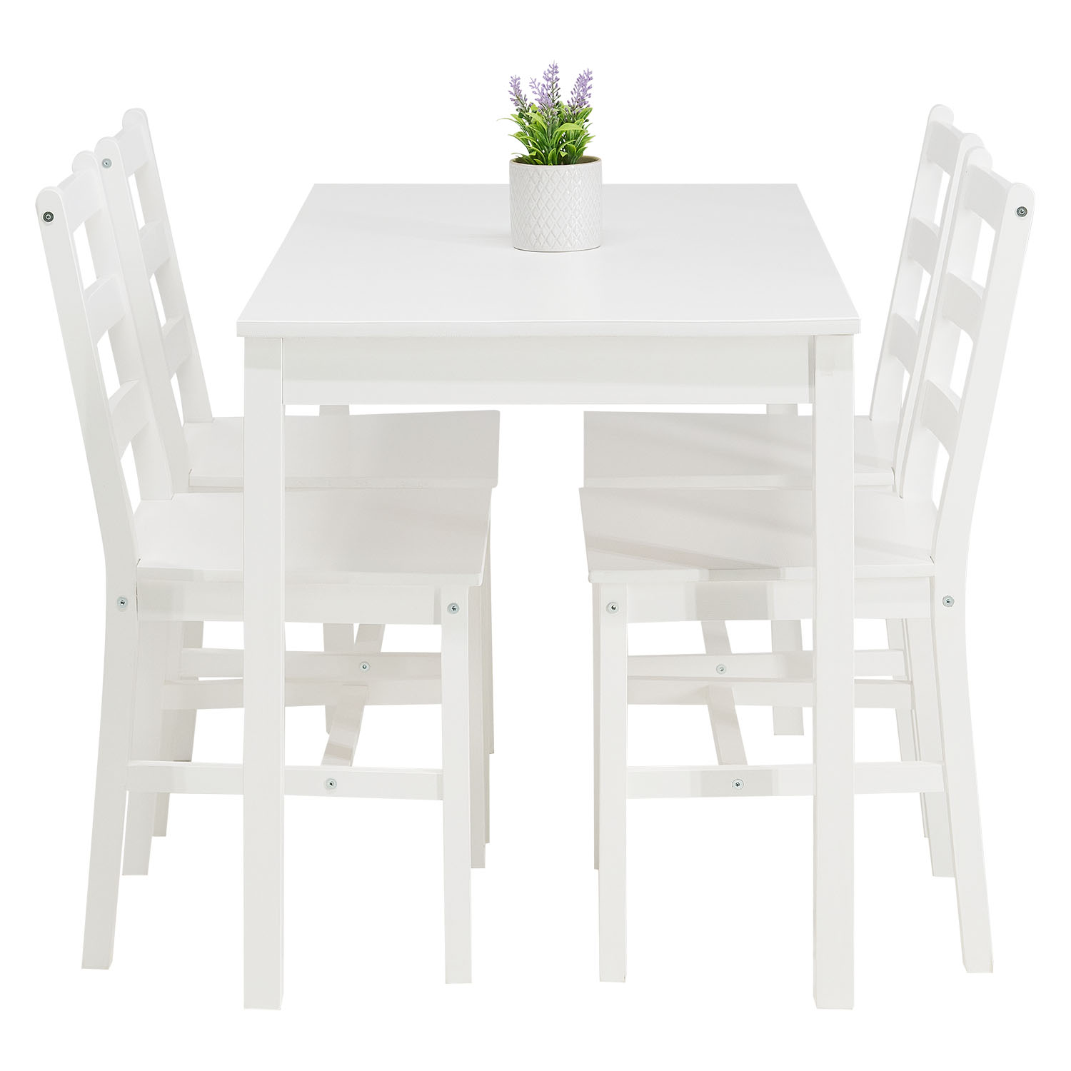 Dining set | 4-piece set chairs white | country style | wooden dining table 108 x 65 cm