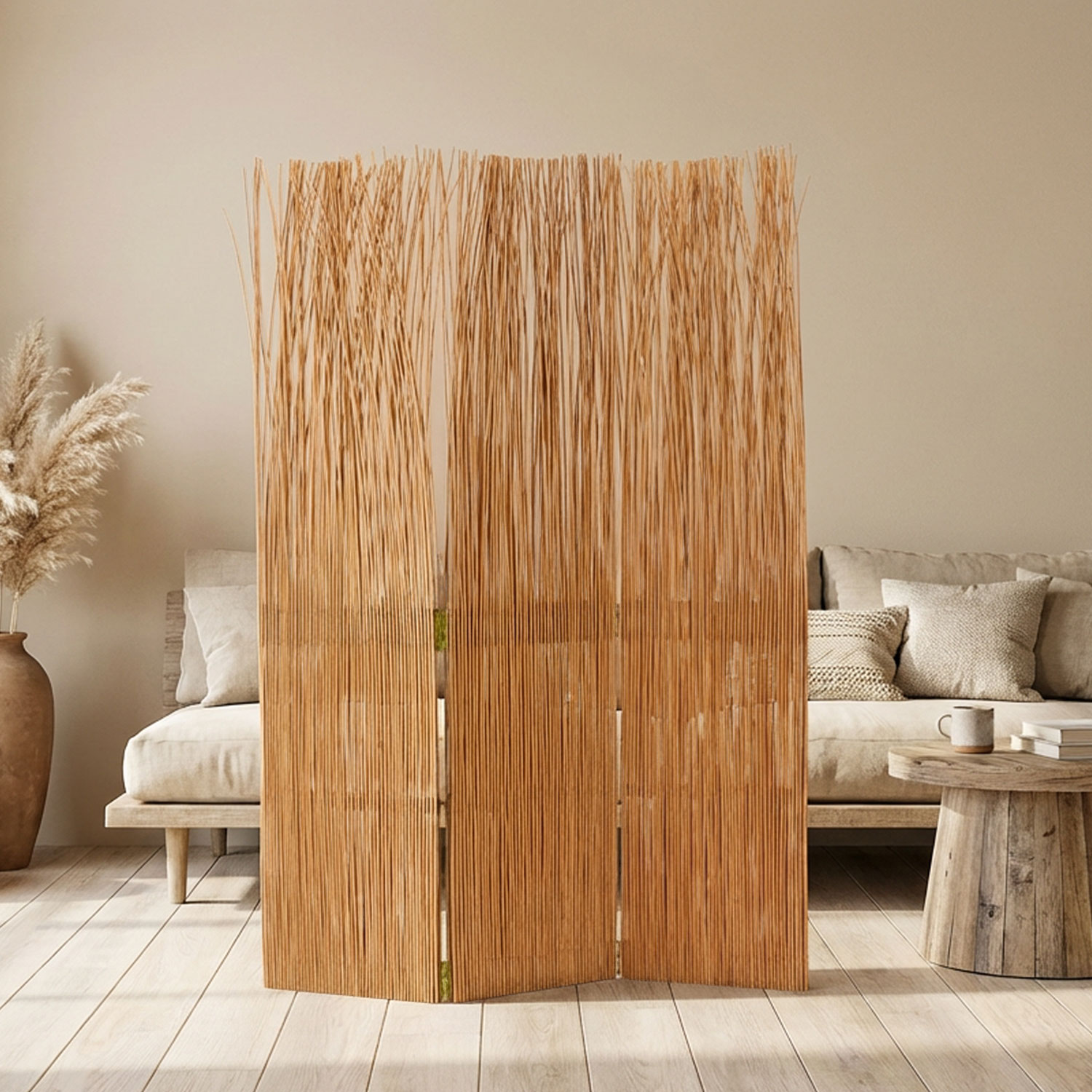 Paravent Willow Natural | 3-panel | Room Divider Partition Privacy Screen