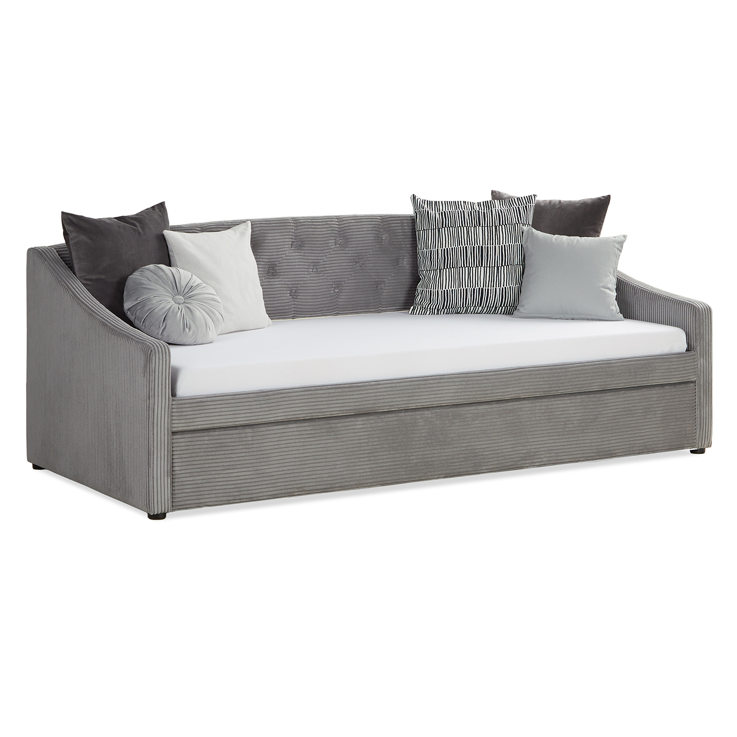 Sofa Bed 90x200 Day Bed Grey Cord Couch Small Sofa Single Bed Upholstered Bed Guest Bed Extendible