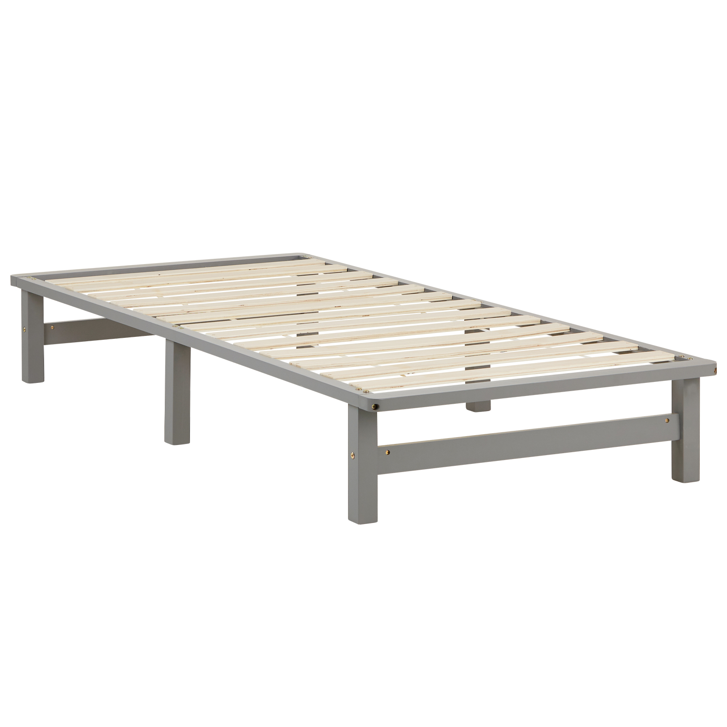 Pallet Bed 90x200 cm Grey | Single Bed with Mattress | with Slatted Frame | Wood | Kids Youth Guest Bedroom