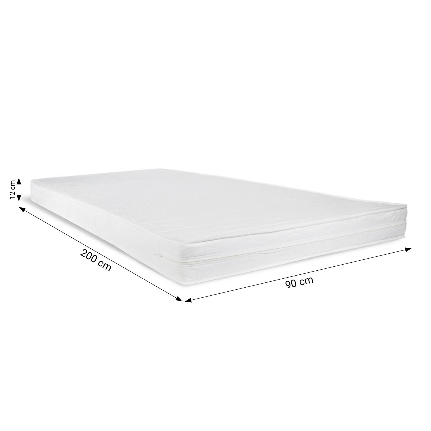 Upholstered Bed with Mattress 90x200 Slatted Frame Single Bed Fabric Bedstead Bed Grey