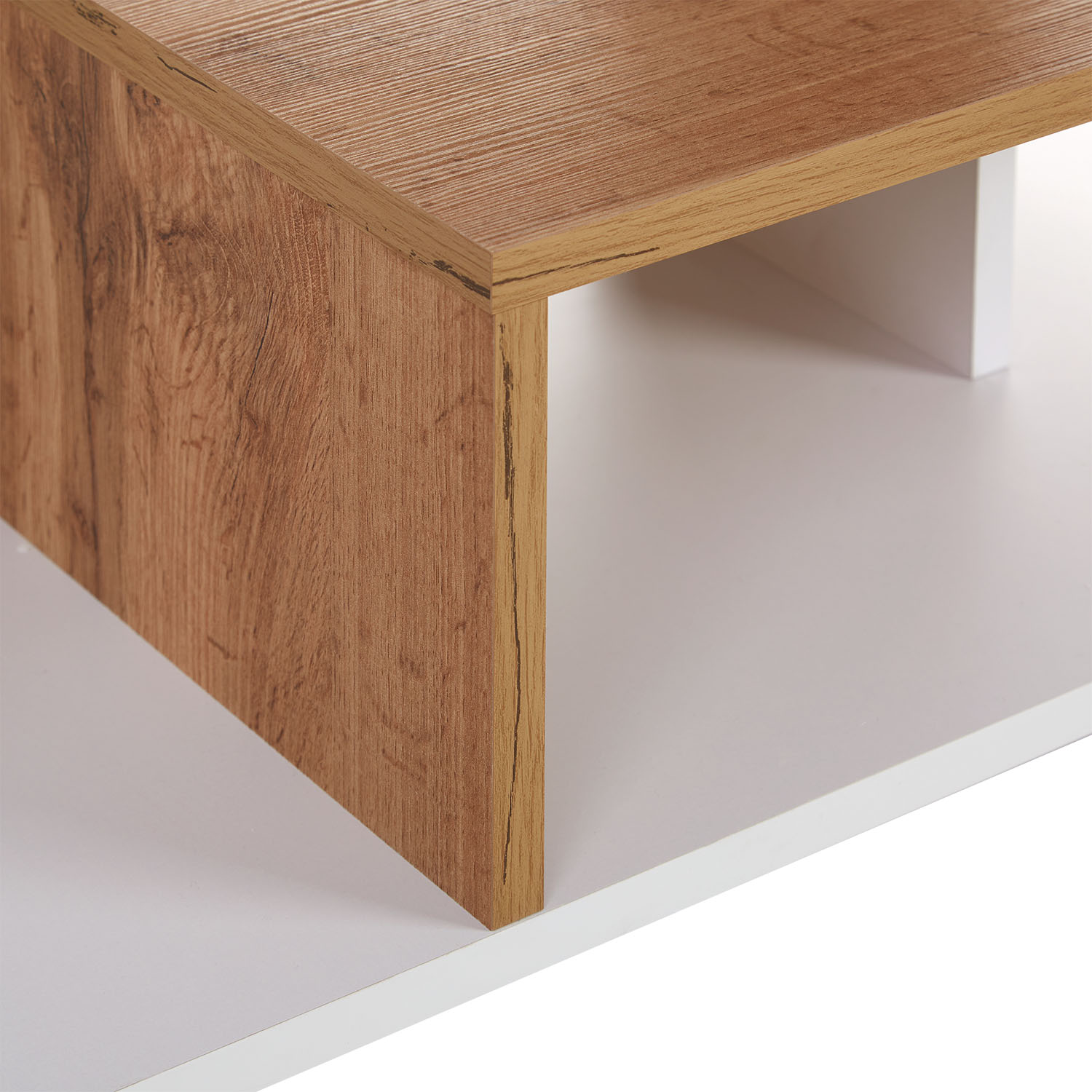 Coffee Table 90x50 cm Living Room Table Storage Wooden White Table Oak Sofa Table