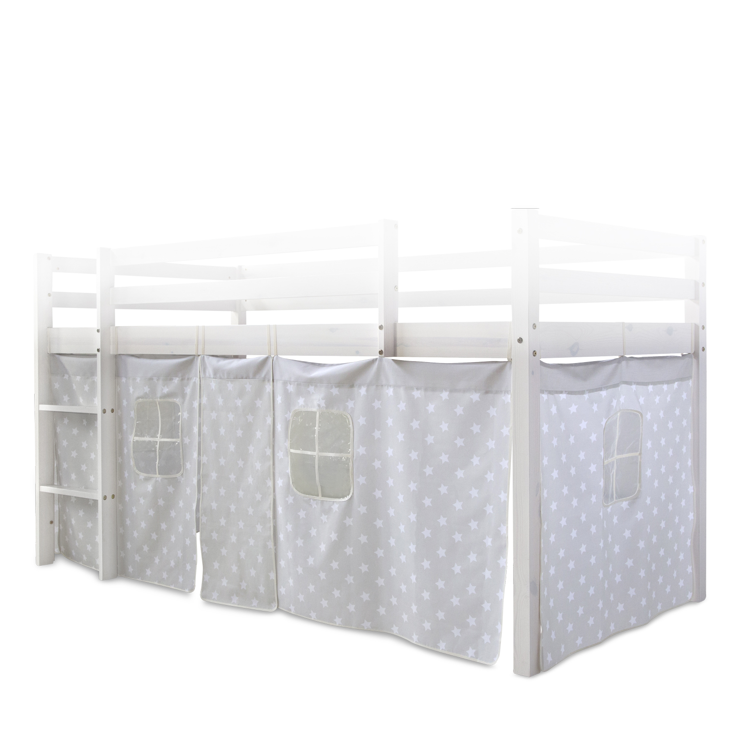 Childrens Bed Curtain Bunk Bed Cabin Bed Accessories Grey Stars