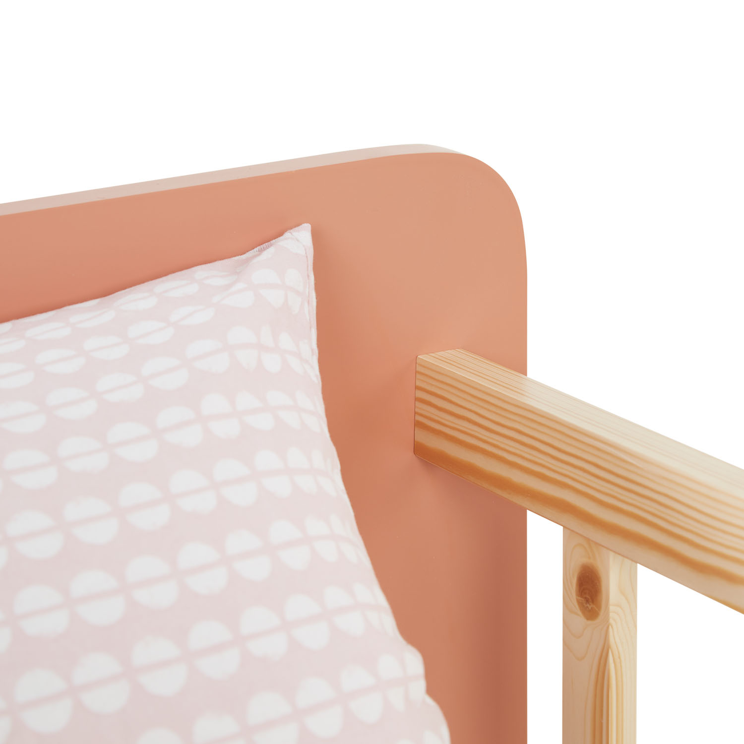 Children's Bed 90x200 cm Red Natural | Retro Bed with Fall Protection | Single Bed | with Slatted Frame | Wood