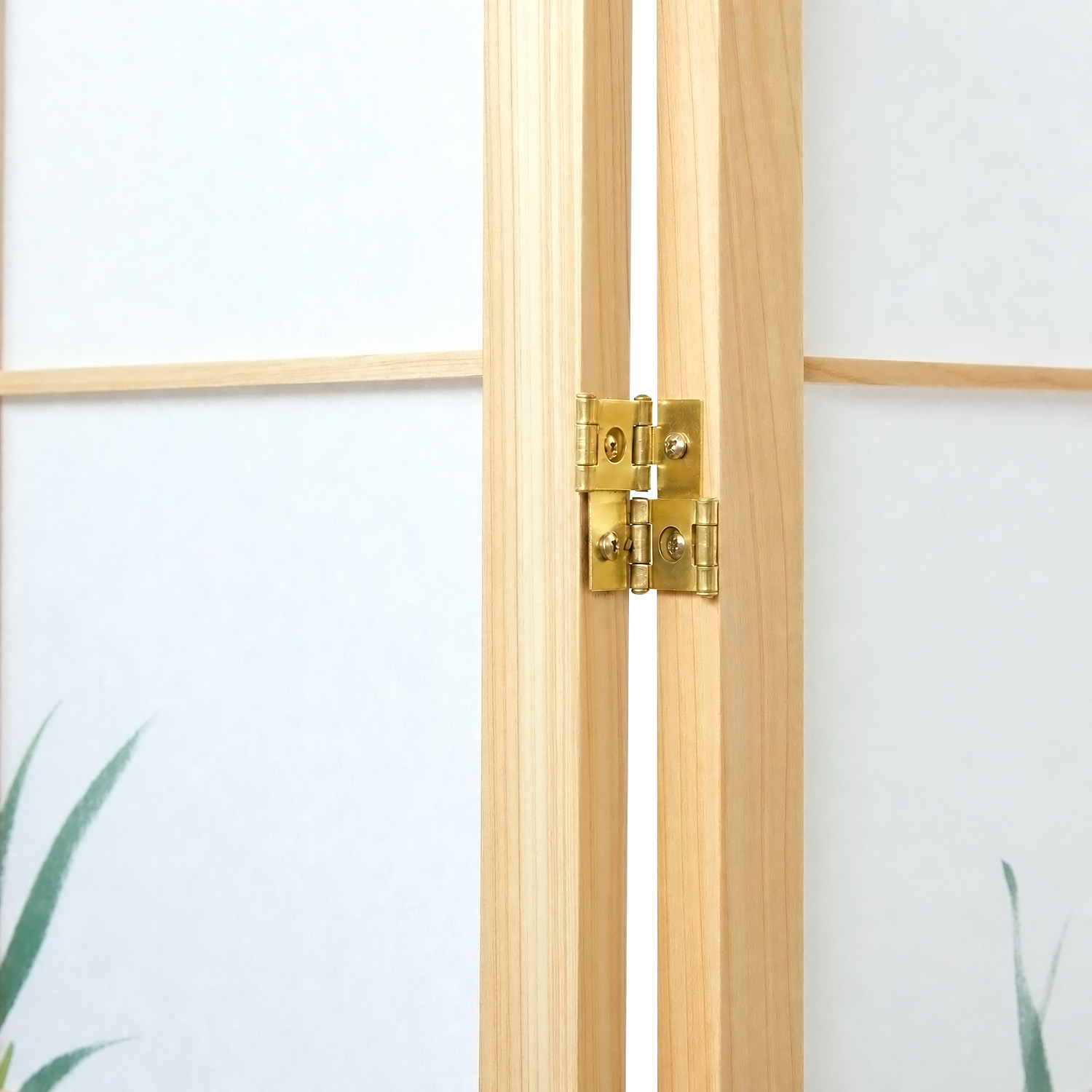 3-Panel Natural Screen – Shoji Room Divider with Bamboo Motif, Made of Wood and Rice Paper